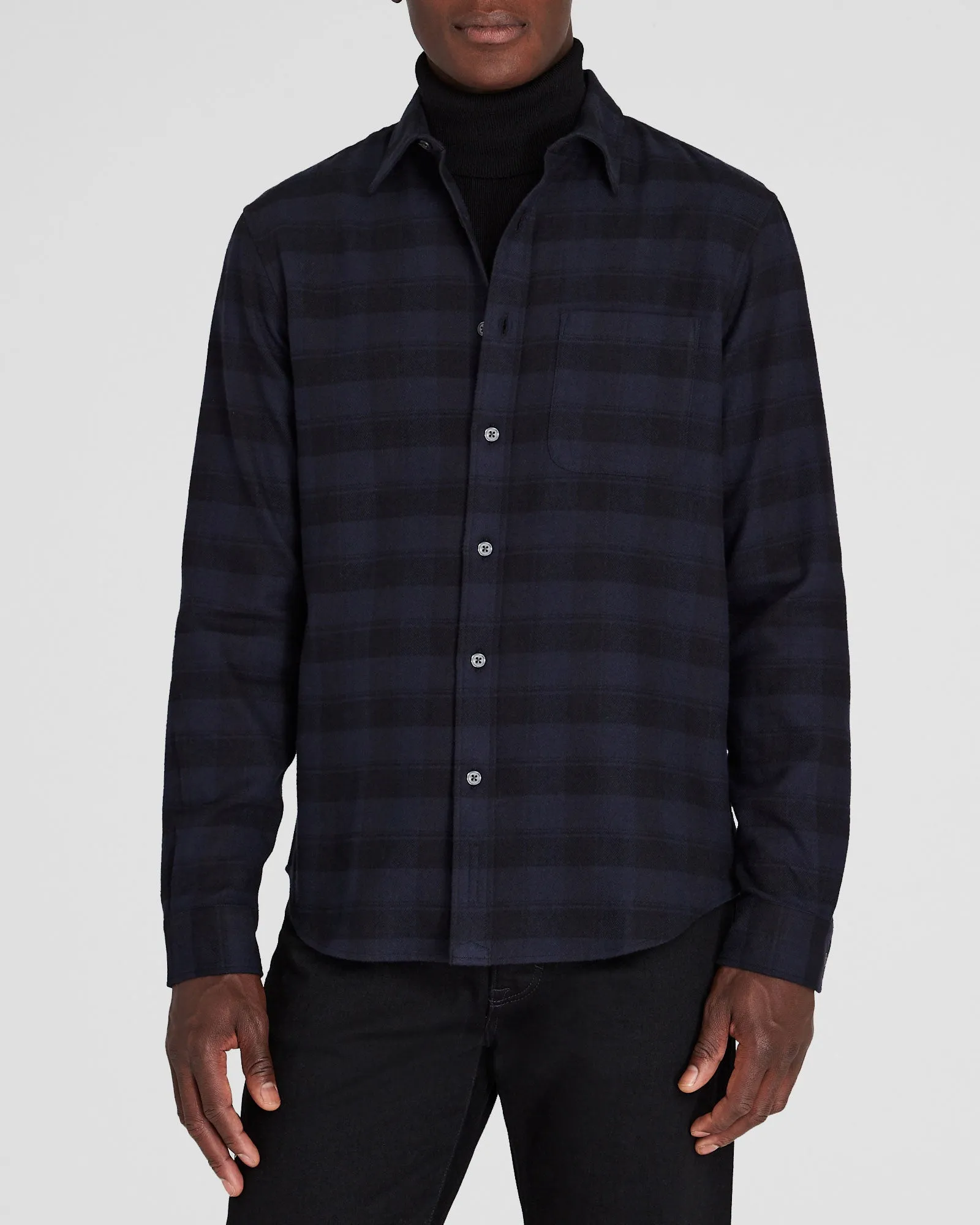 Tonal Plaid Lightweight Flannel Shirt sold by Club Monaco
