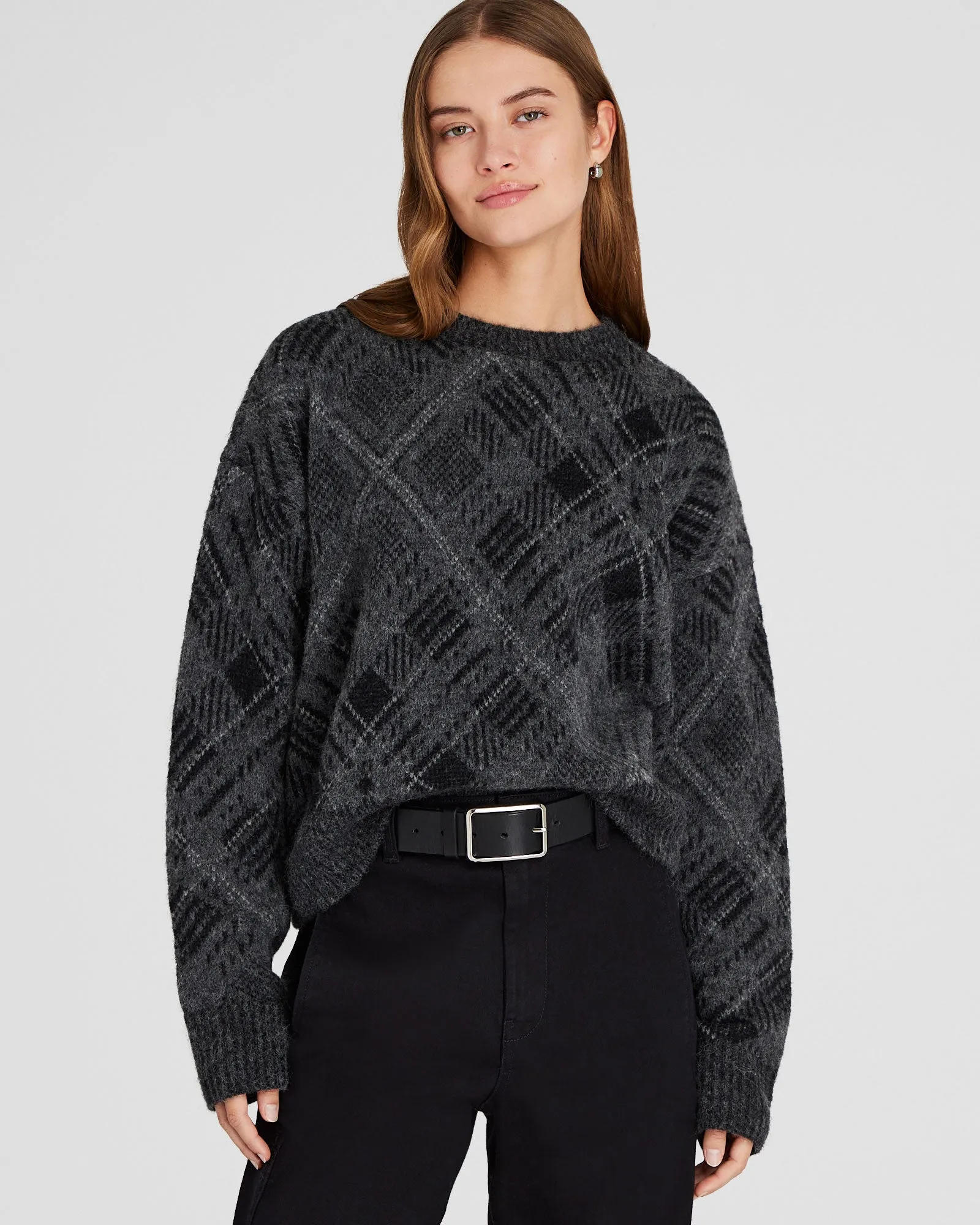 Plaid Jacquard Oversized Sweater sold by Club Monaco