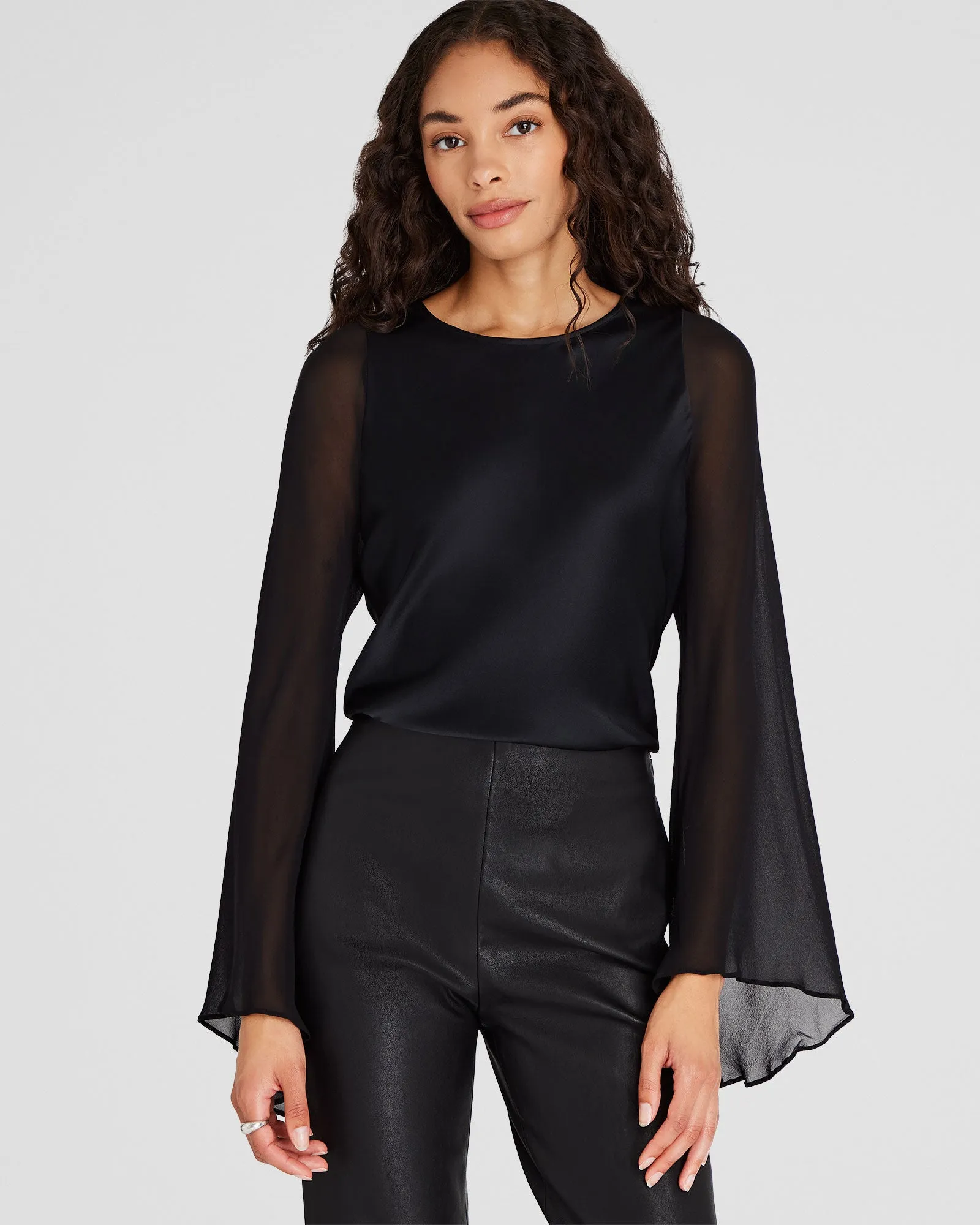 Flutter-Sleeve Silk Blouse sold by Club Monaco