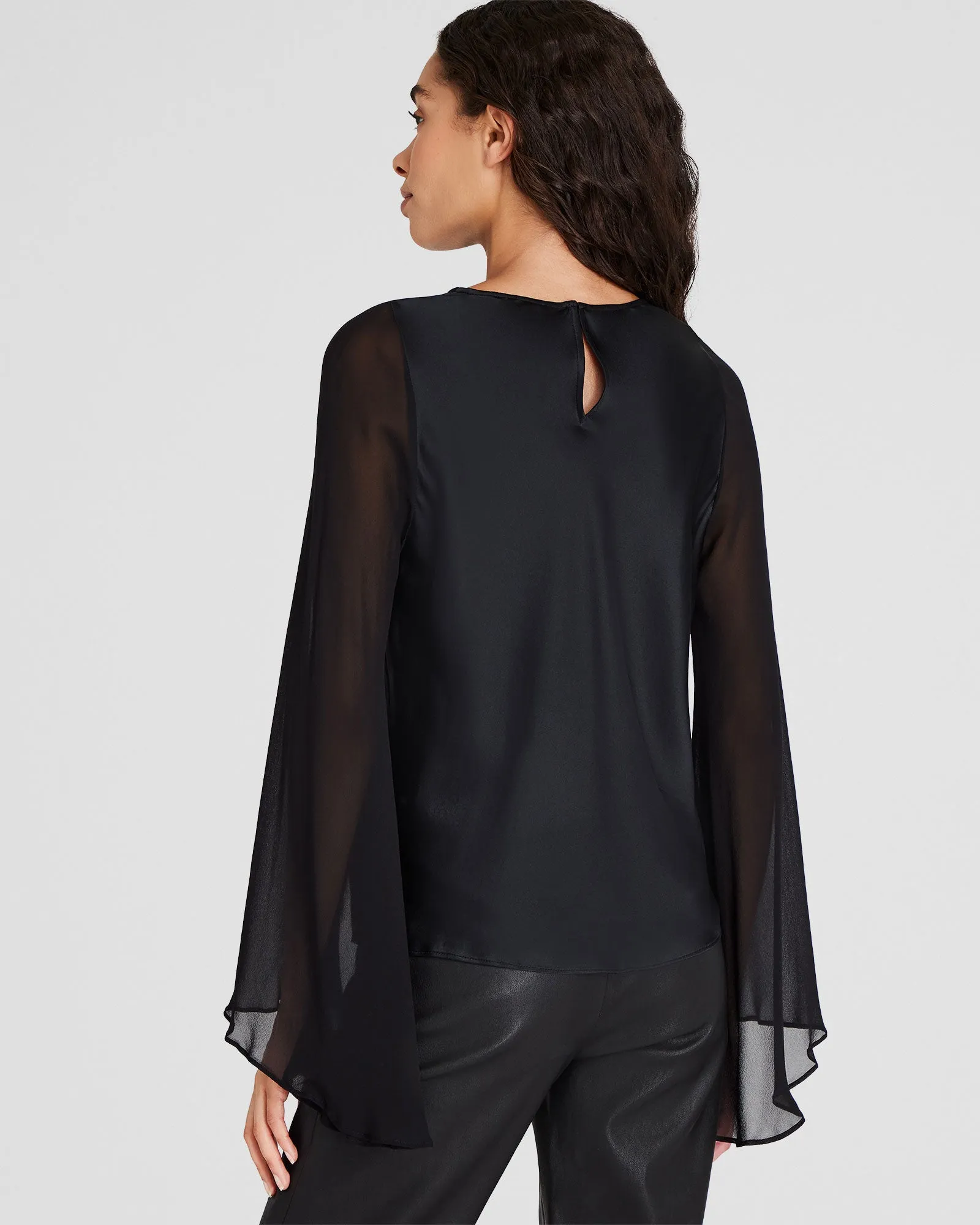 Flutter-Sleeve Silk Blouse sold by Club Monaco product image thumbnail 3