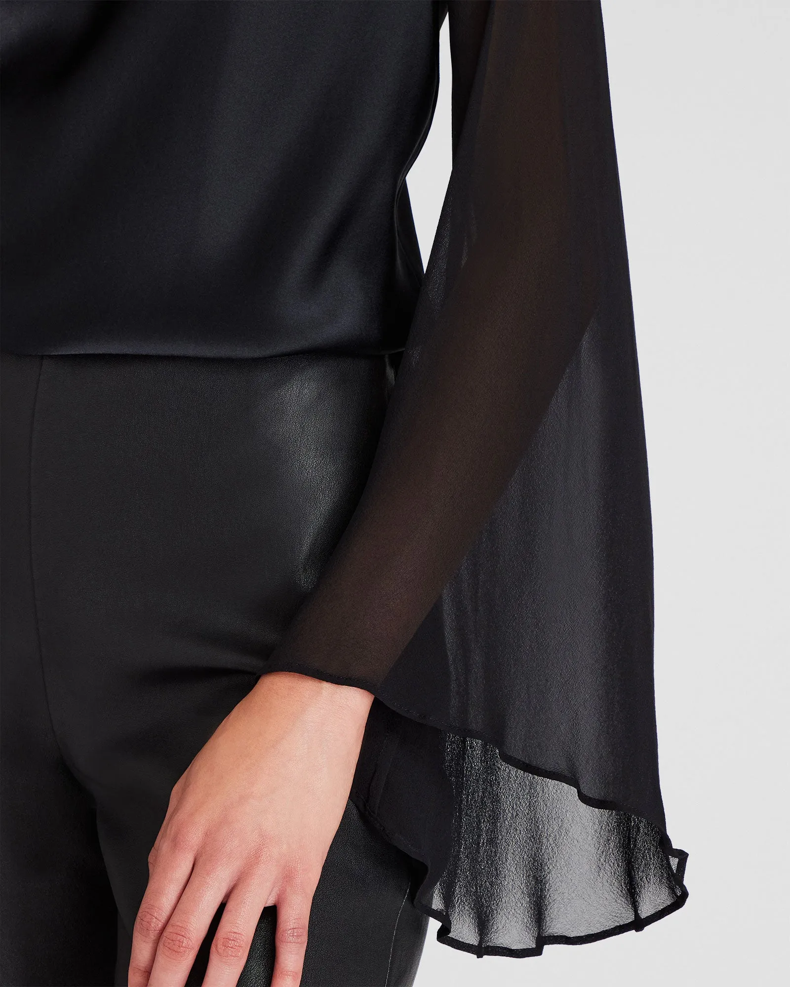 Flutter-Sleeve Silk Blouse sold by Club Monaco product image thumbnail 2