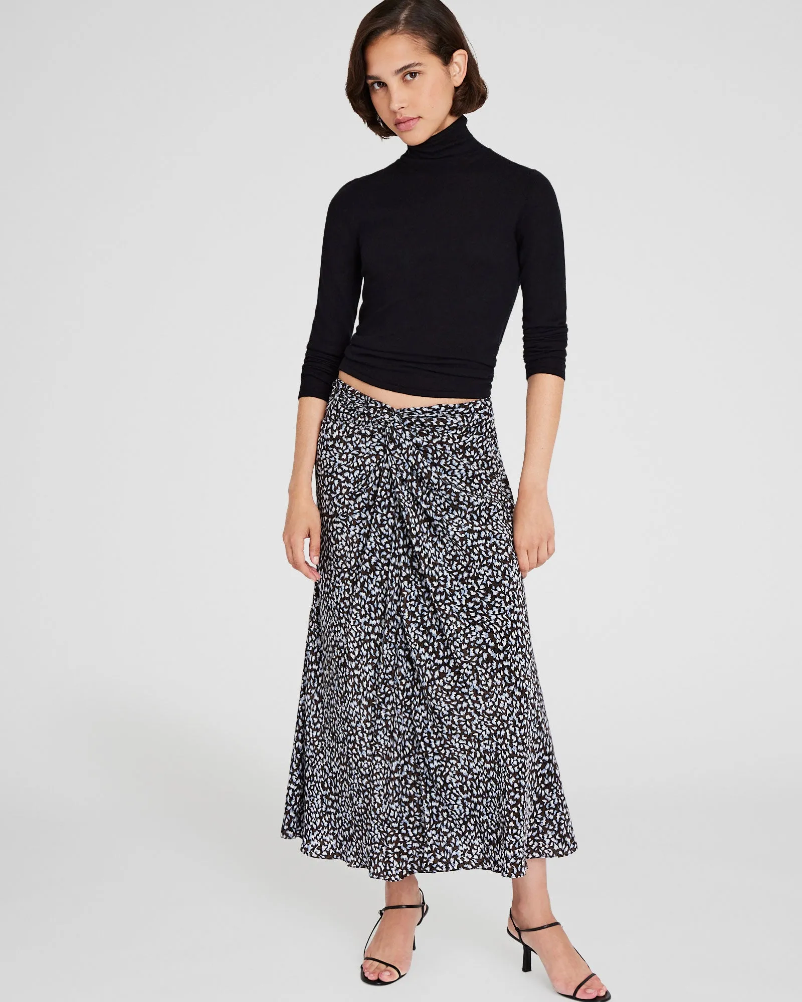 Printed Twist-Front Midi Skirt sold by Club Monaco