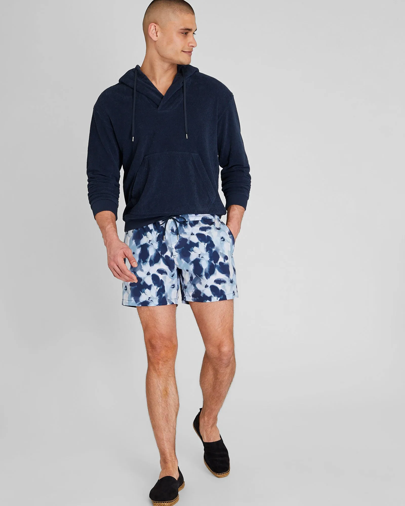 Cody Watercolor Print 5.5" Swim Trunk sold by Club Monaco