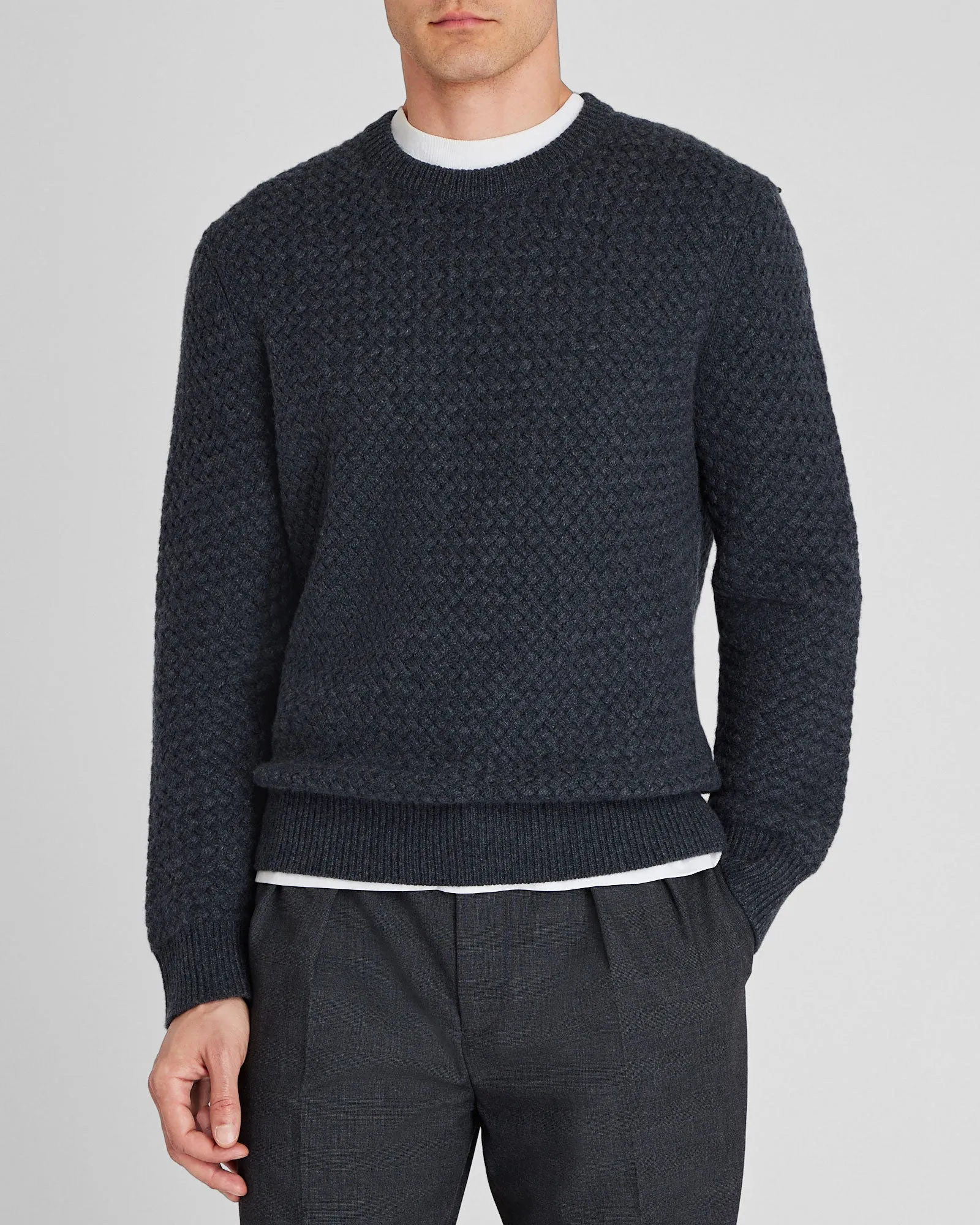 Cashmere Basket-Weave Crewneck sold by Club Monaco