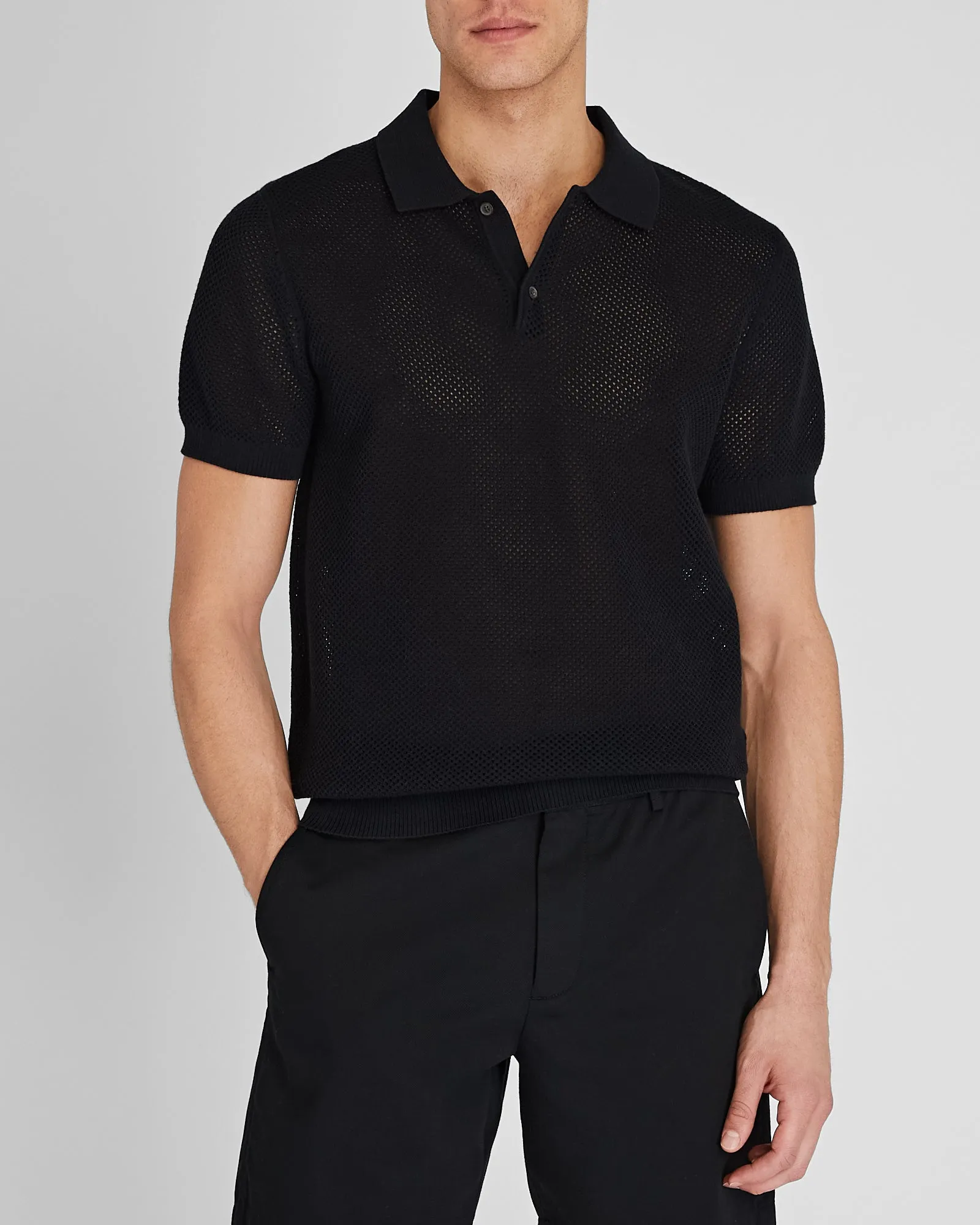 Short-Sleeve Textured Sweater Polo sold by Club Monaco