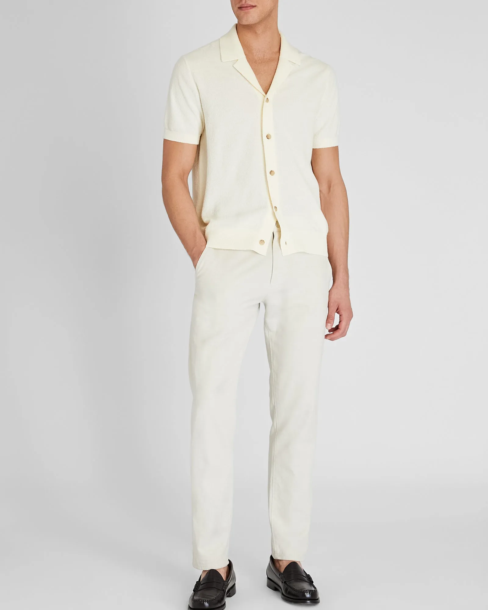 Bouclé Camp Collar Sweater Polo sold by Club Monaco product image thumbnail 4