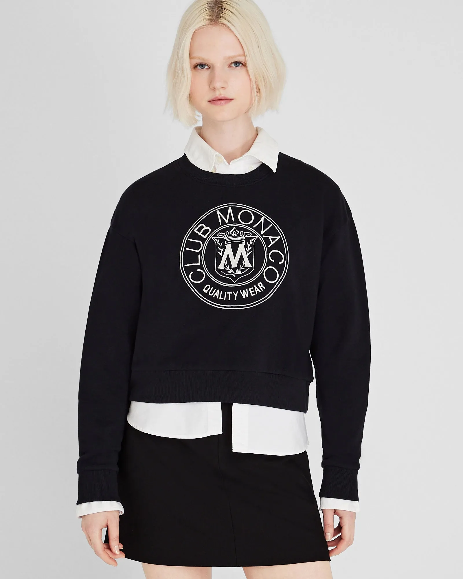Cropped Crest Crewneck sold by Club Monaco product image thumbnail 4