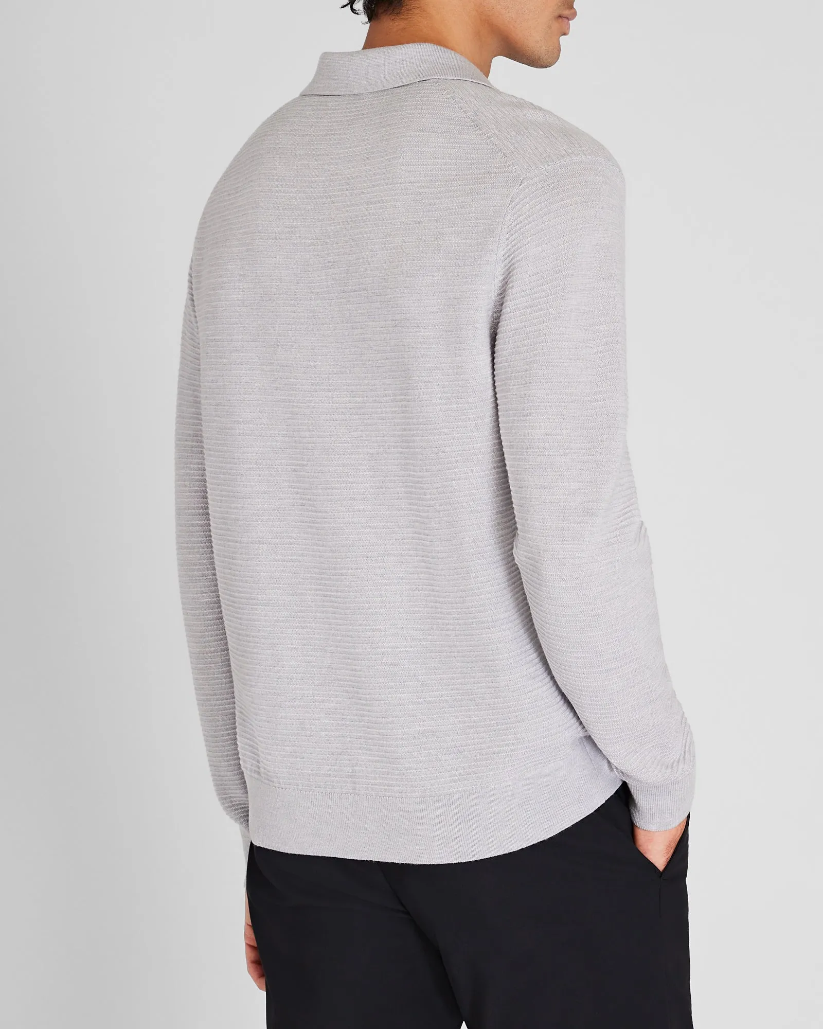 Long-Sleeve Textured Johnny Collar Polo sold by Club Monaco product image thumbnail 3