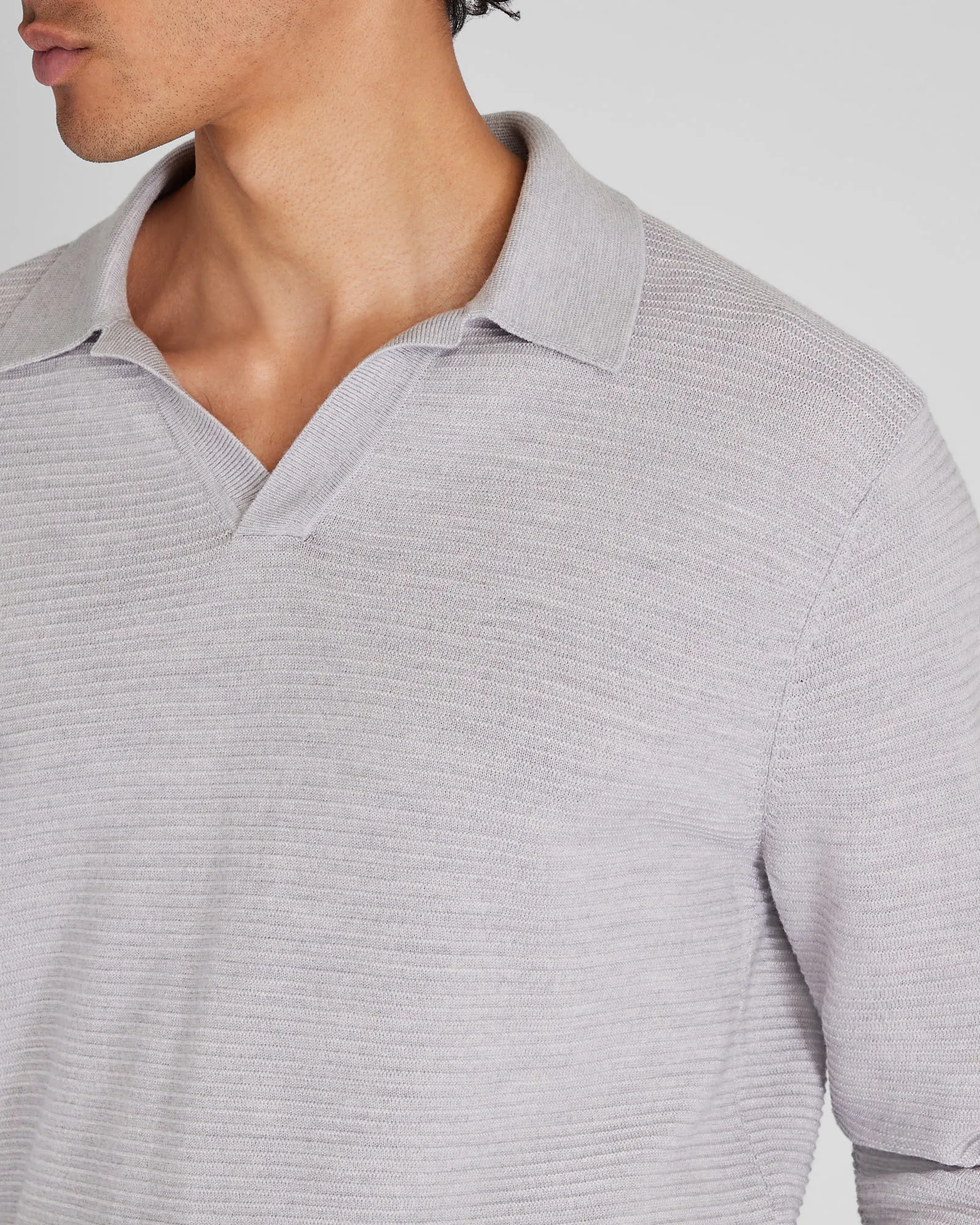 Long-Sleeve Textured Johnny Collar Polo sold by Club Monaco product image thumbnail 2