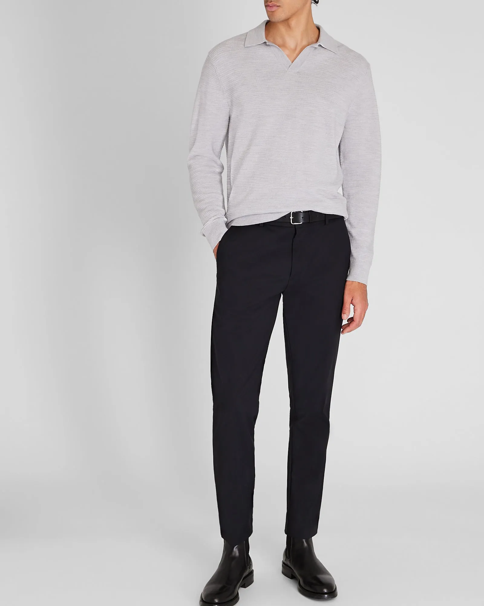 Long-Sleeve Textured Johnny Collar Polo sold by Club Monaco product image thumbnail 4