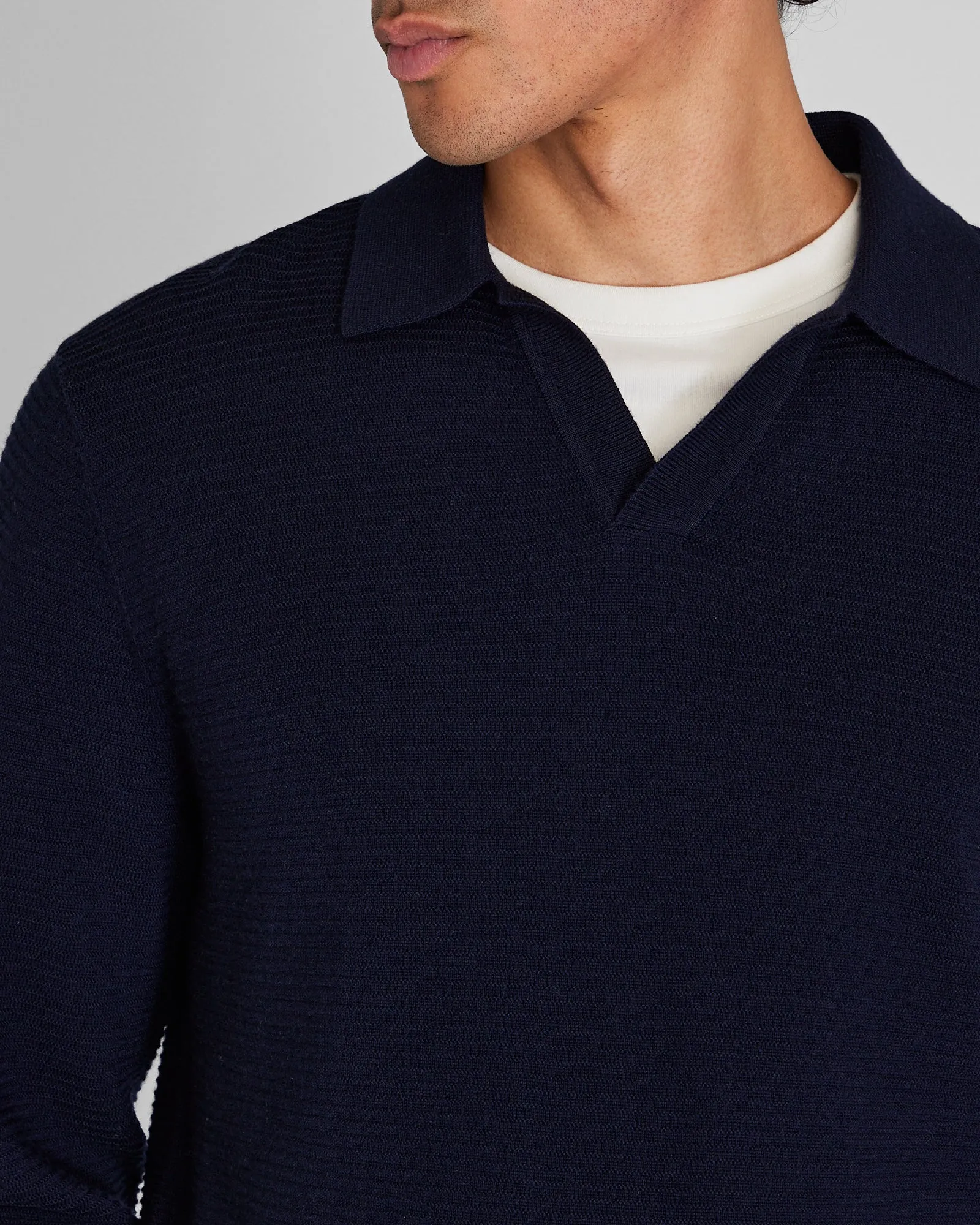 Long-Sleeve Textured Johnny Collar Polo sold by Club Monaco product image thumbnail 2