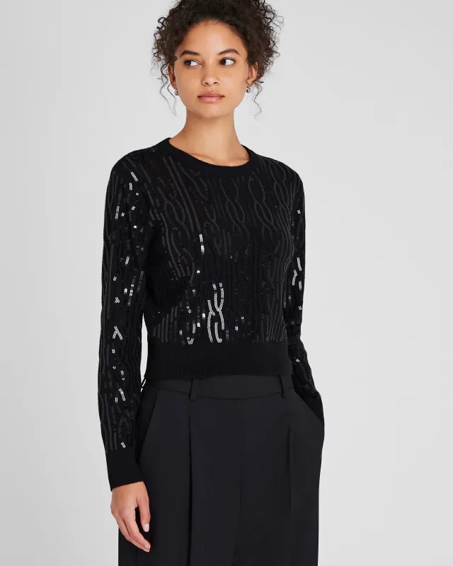 Sequin-Embroidered Shrunken Sweater sold by Club Monaco
