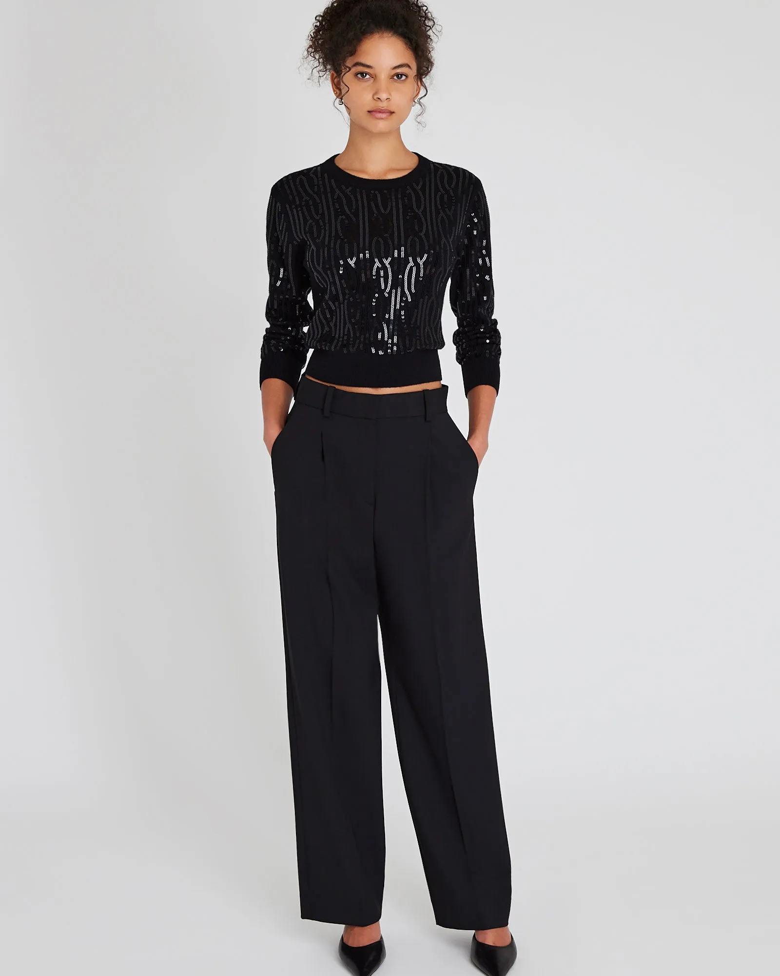 Sequin-Embroidered Shrunken Sweater sold by Club Monaco product image thumbnail 4