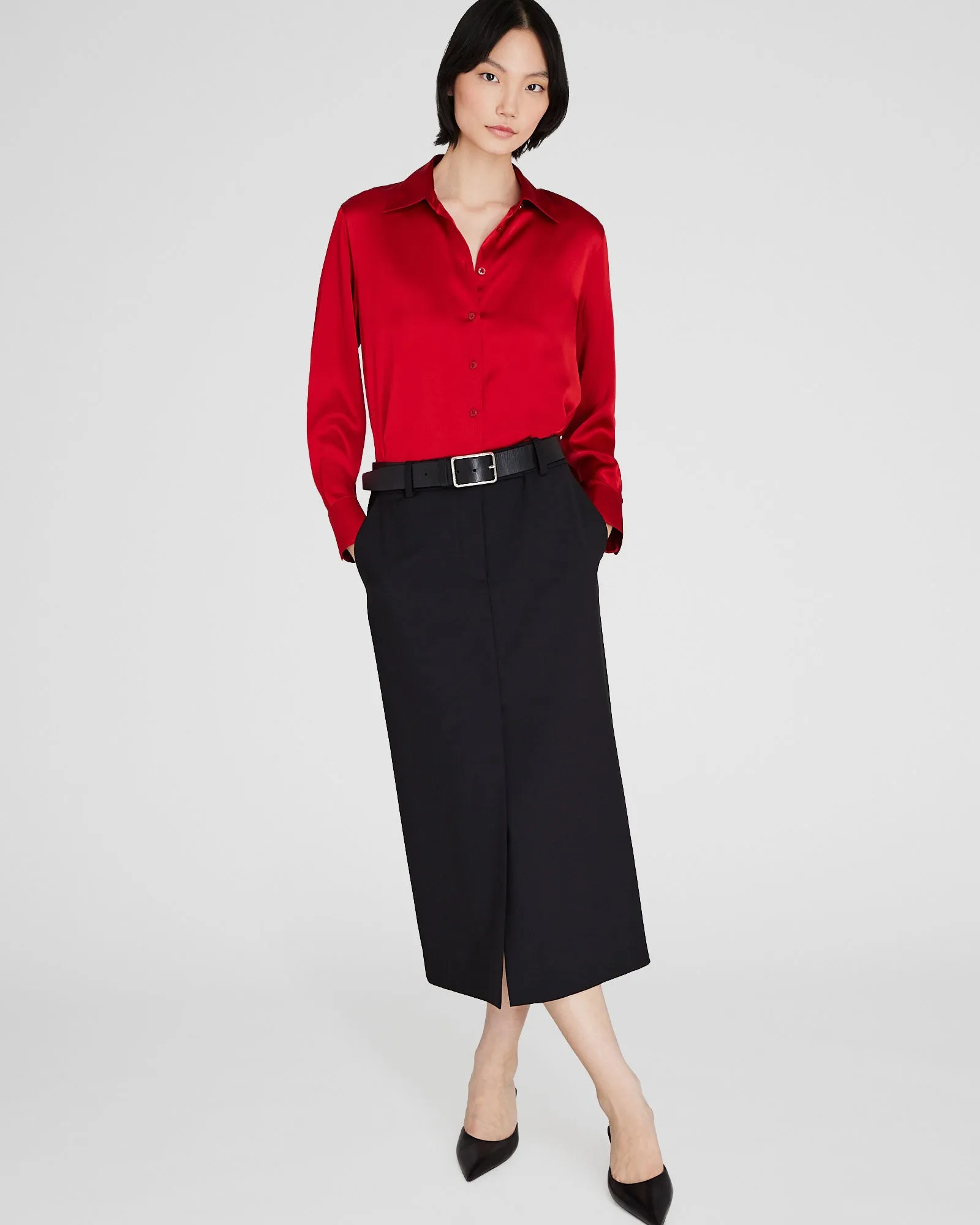 Silk Charmeuse Button-Down Shirt sold by Club Monaco product image thumbnail 4