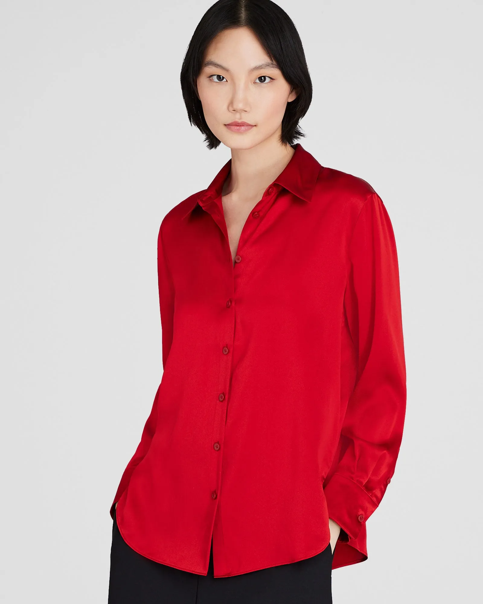 Silk Charmeuse Button-Down Shirt sold by Club Monaco