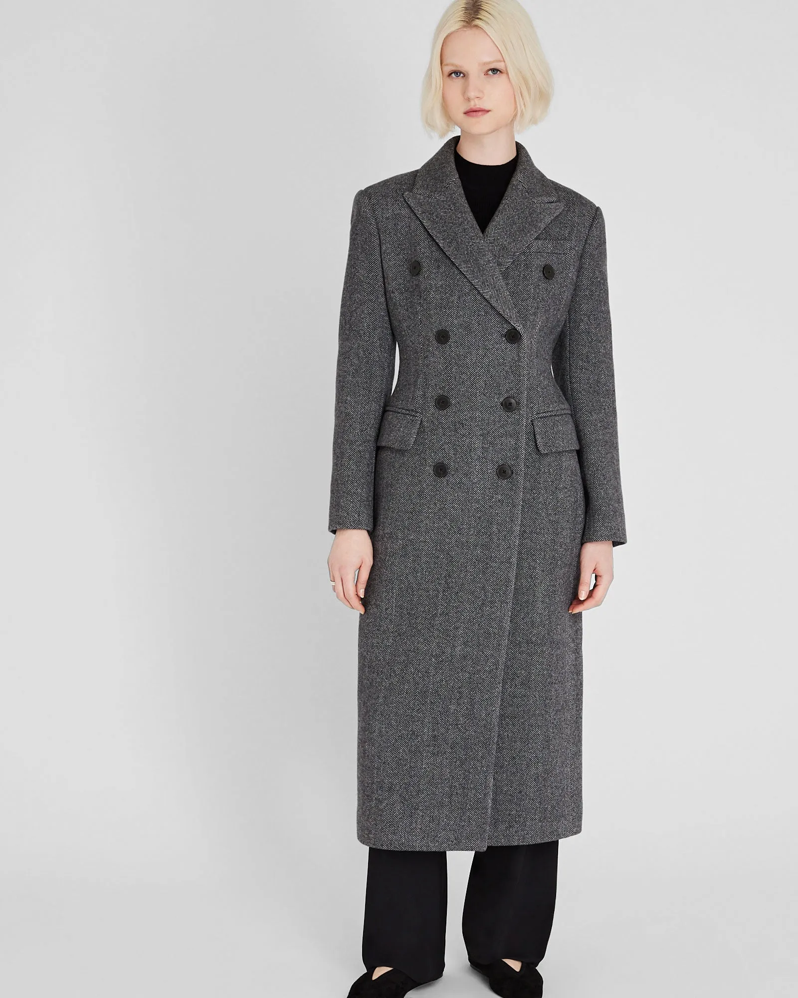 Cinched Waist Herringbone Twill Coat sold by Club Monaco product image thumbnail 4