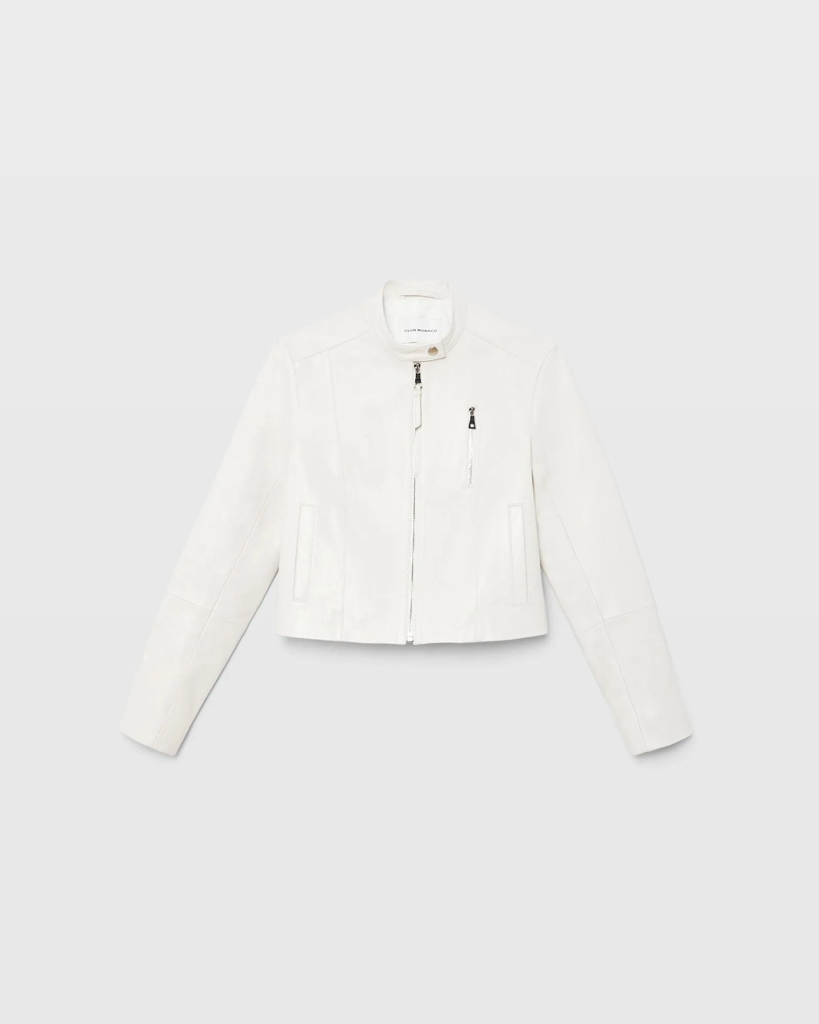 Band Collar Cropped Leather Jacket sold by Club Monaco product image thumbnail 5