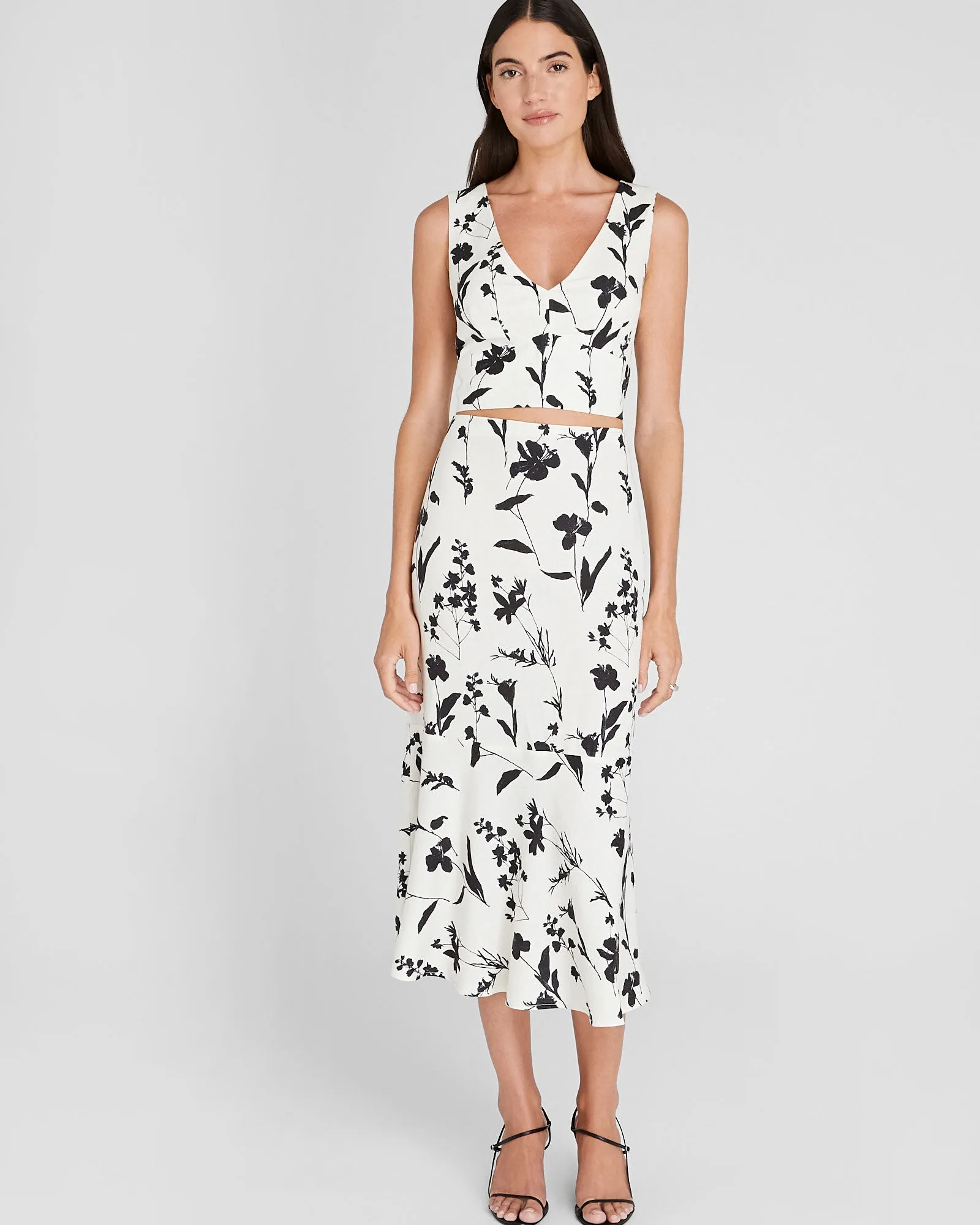 Printed Linen-Blend Midi Skirt sold by Club Monaco product image thumbnail 4