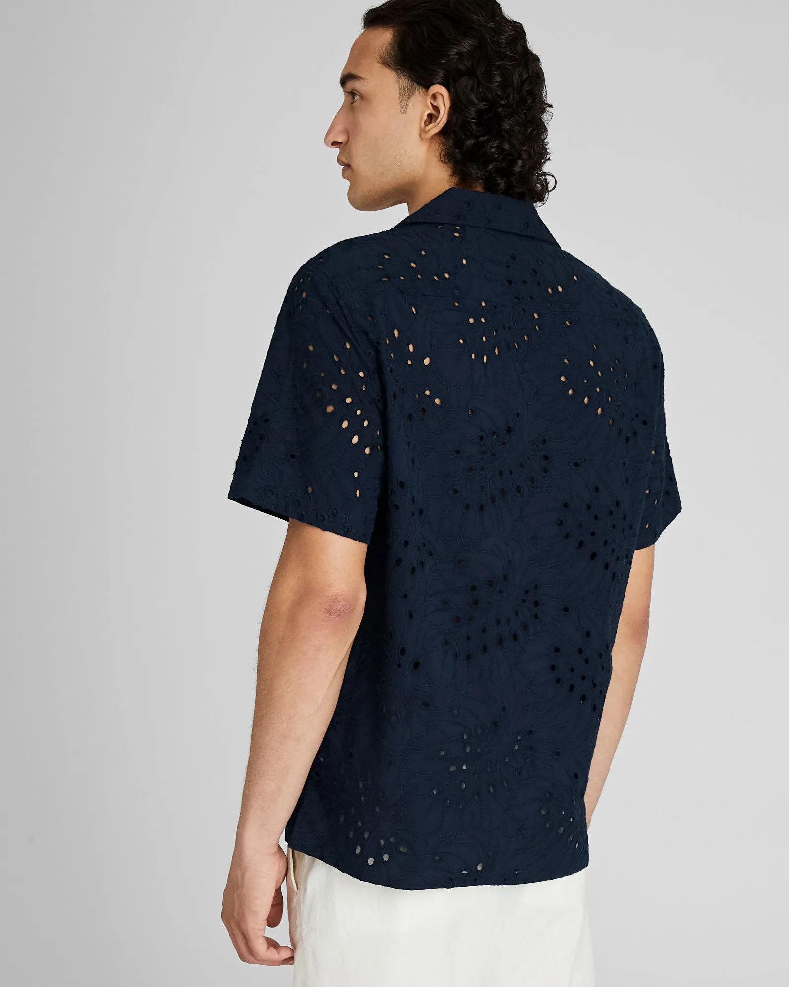 Short Sleeve Camp Collar Eyelet Shirt sold by Club Monaco product image thumbnail 2