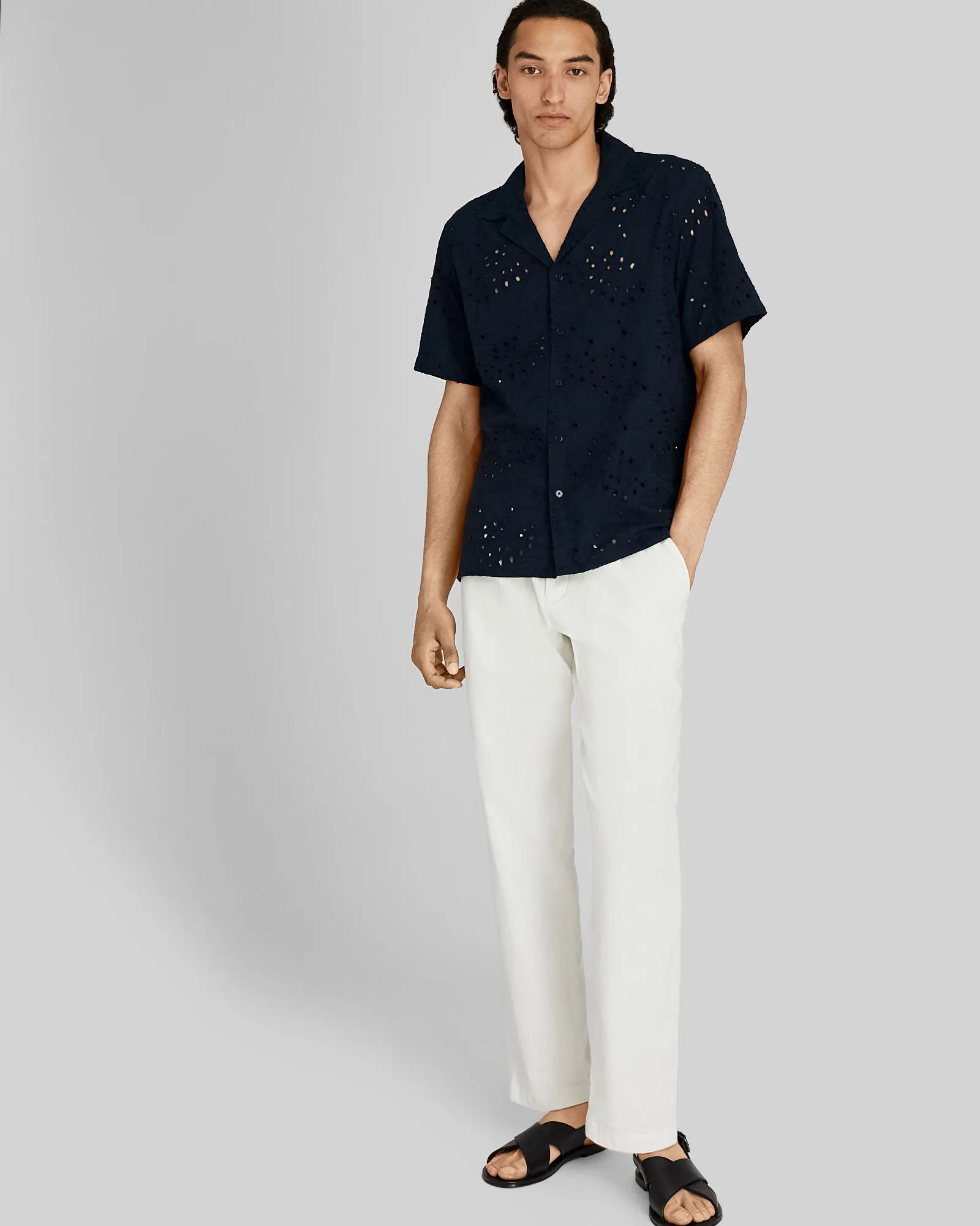 Short Sleeve Camp Collar Eyelet Shirt sold by Club Monaco product image thumbnail 4