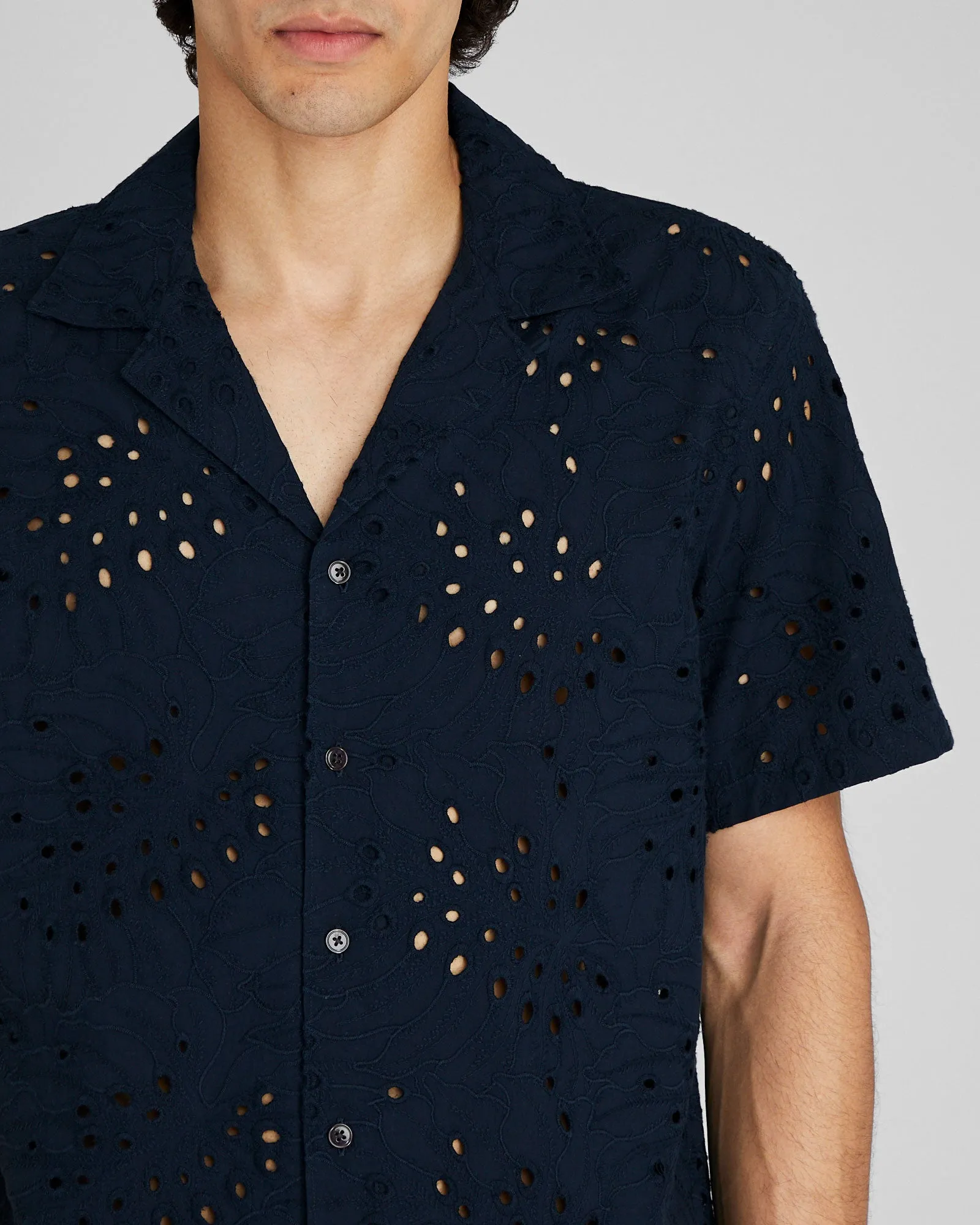 Short Sleeve Camp Collar Eyelet Shirt sold by Club Monaco product image thumbnail 3