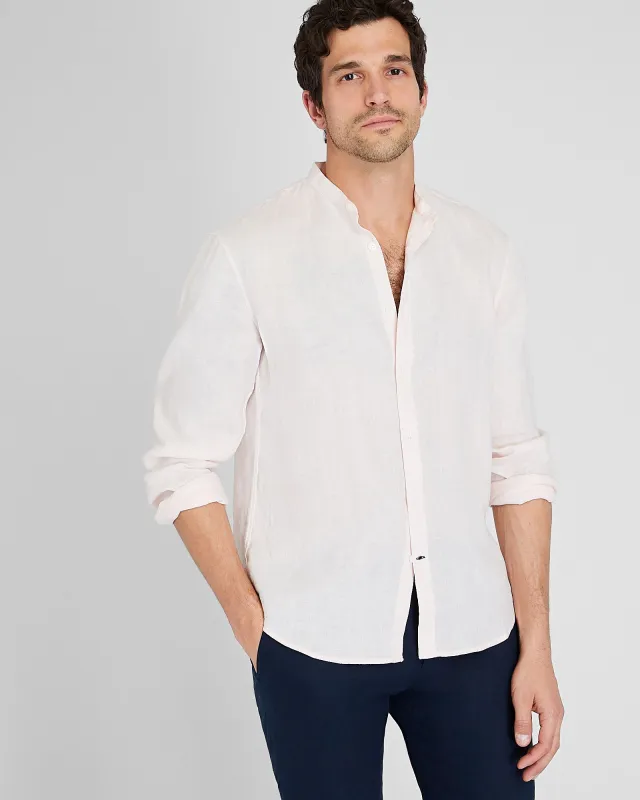 Band Collar Linen Shirt sold by Club Monaco
