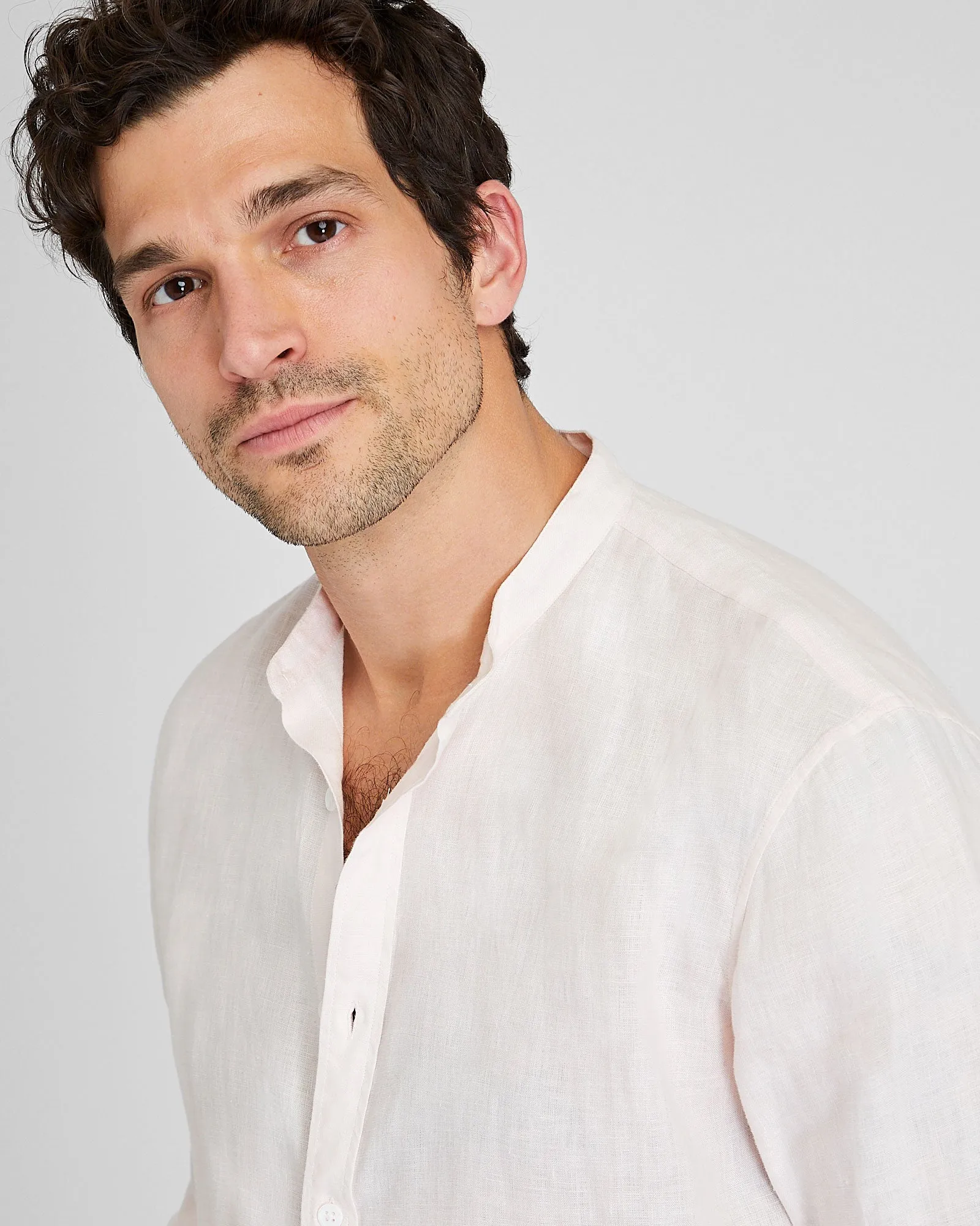 Band Collar Linen Shirt sold by Club Monaco product image thumbnail 2