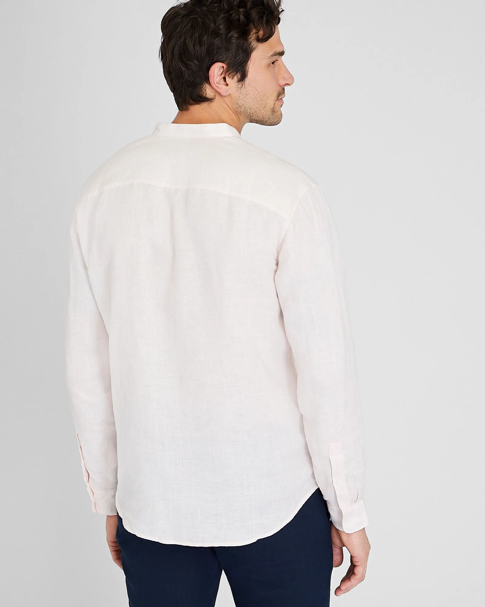 Band Collar Linen Shirt sold by Club Monaco product image thumbnail 4