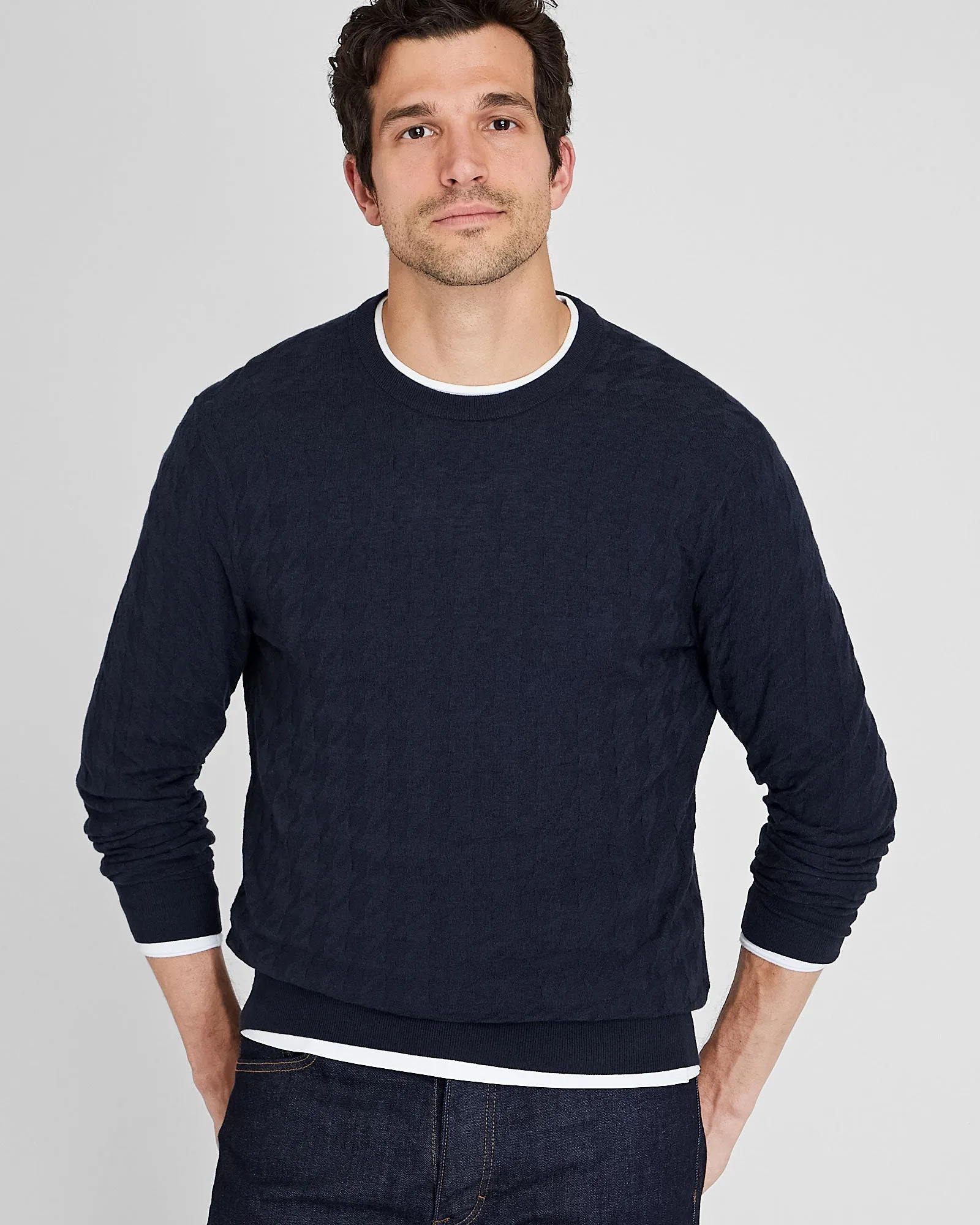 Wool Blend Houndstooth Crewneck sold by Club Monaco