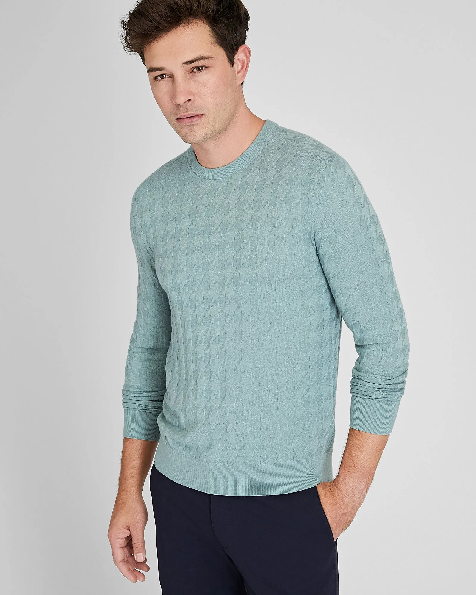 Wool Blend Houndstooth Crewneck sold by Club Monaco