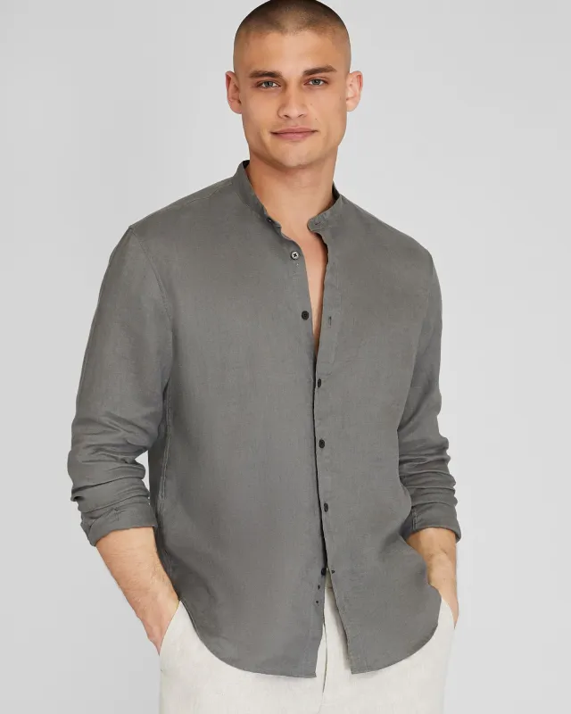 Band Collar Linen Shirt sold by Club Monaco