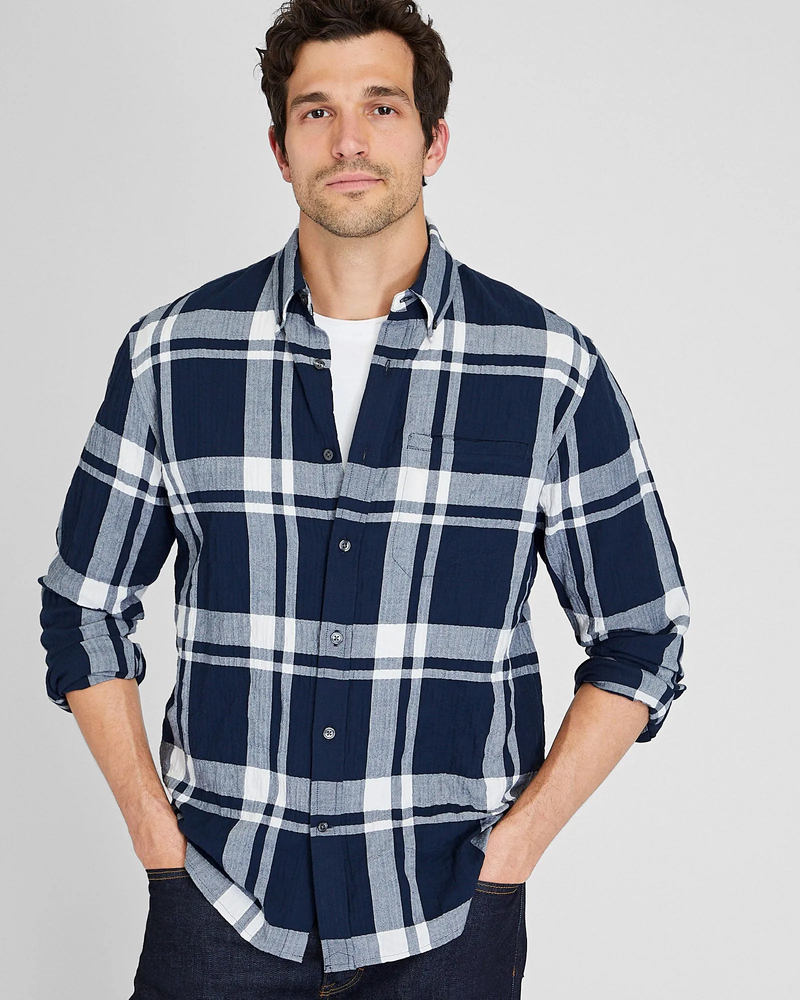 Standard Herringbone Plaid Shirt sold by Club Monaco