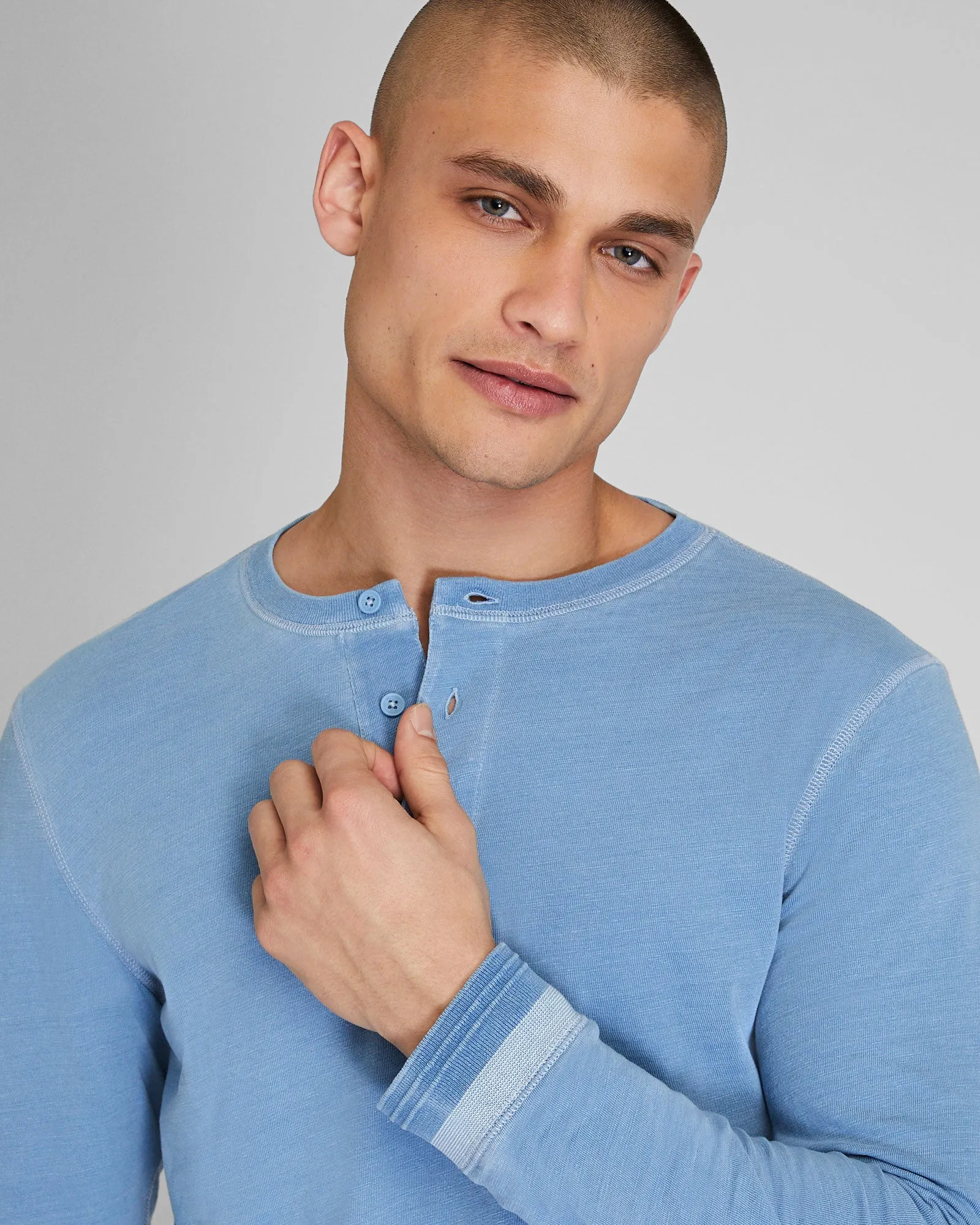Long-Sleeve Indigo Henley sold by Club Monaco product image thumbnail 2