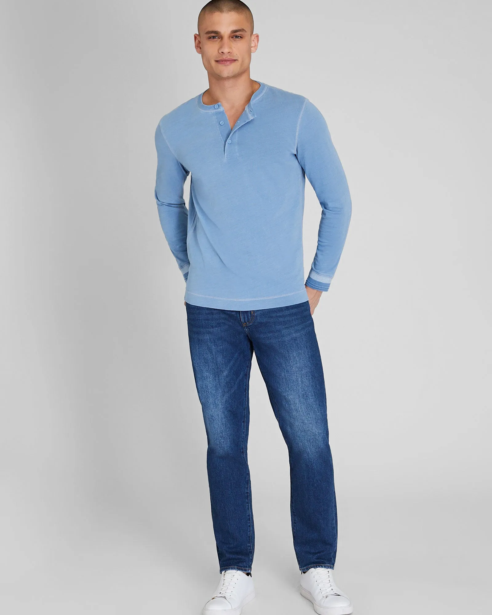 Long-Sleeve Indigo Henley sold by Club Monaco product image thumbnail 4