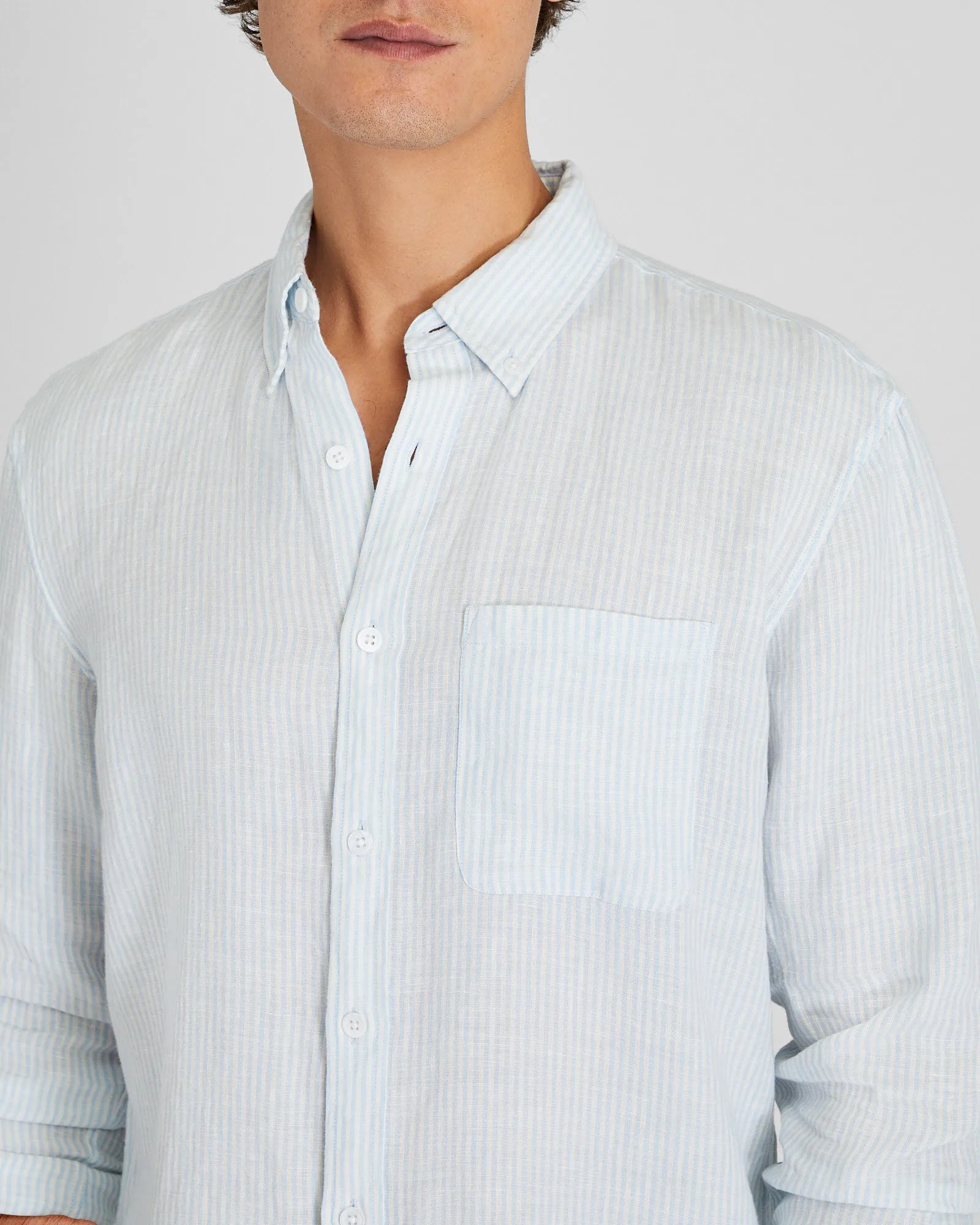 Long-Sleeve Stripe Linen Shirt sold by Club Monaco product image thumbnail 4