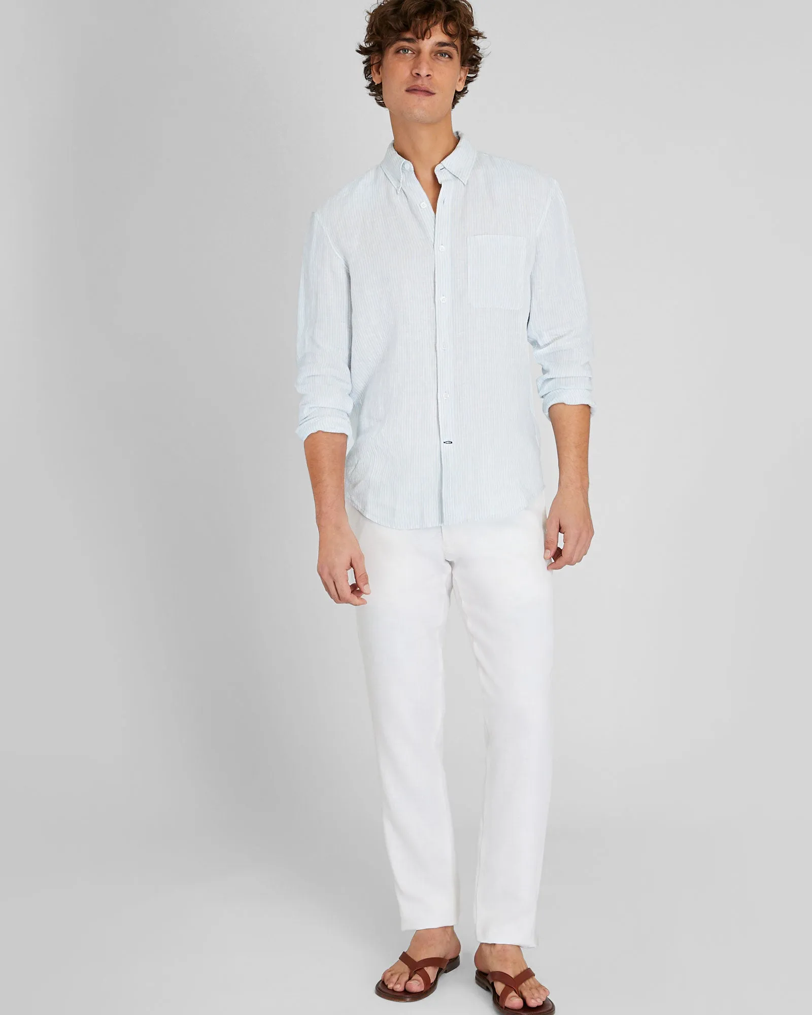 Long-Sleeve Stripe Linen Shirt sold by Club Monaco product image thumbnail 2