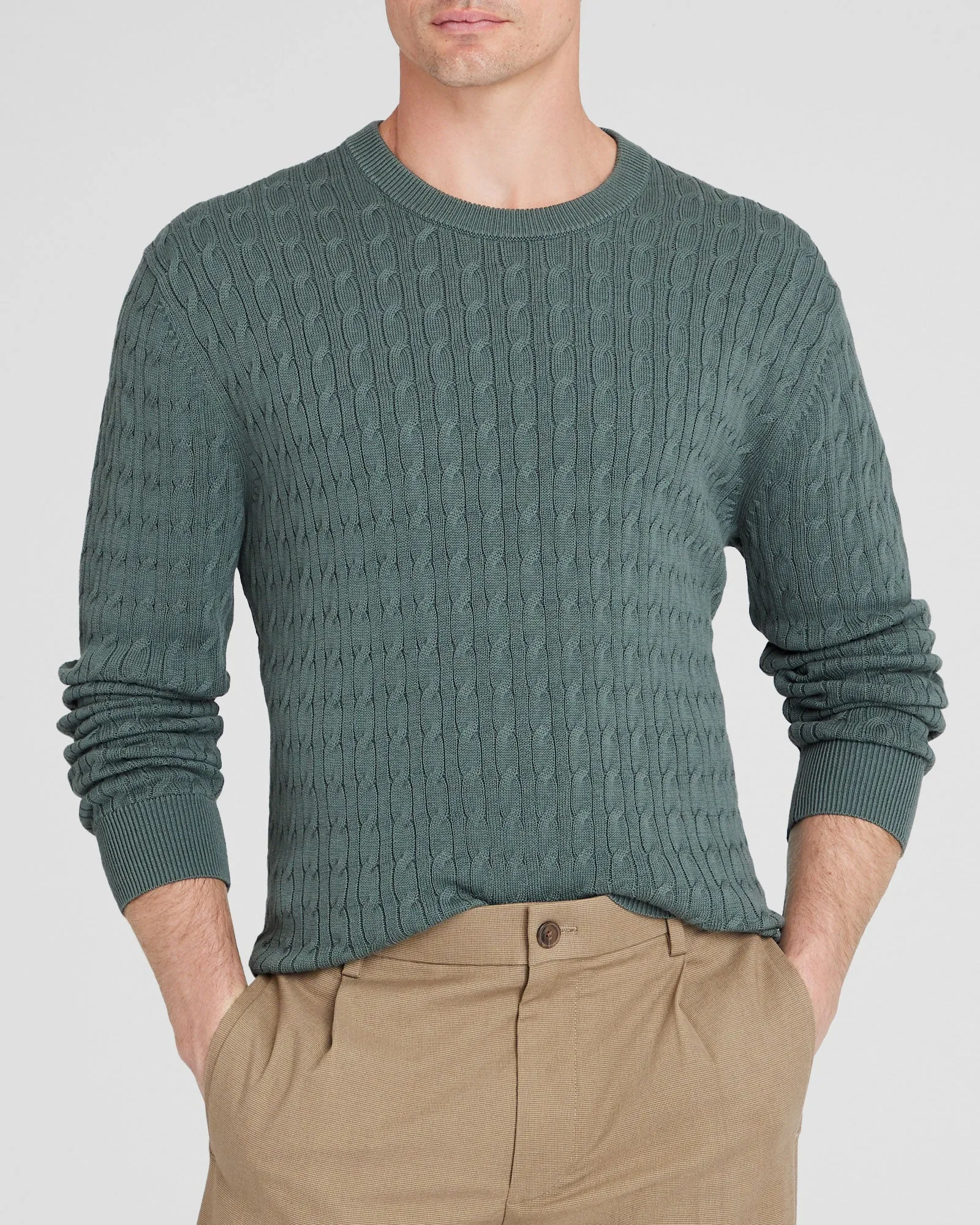 Cotton Cable Crew Sweater sold by Club Monaco