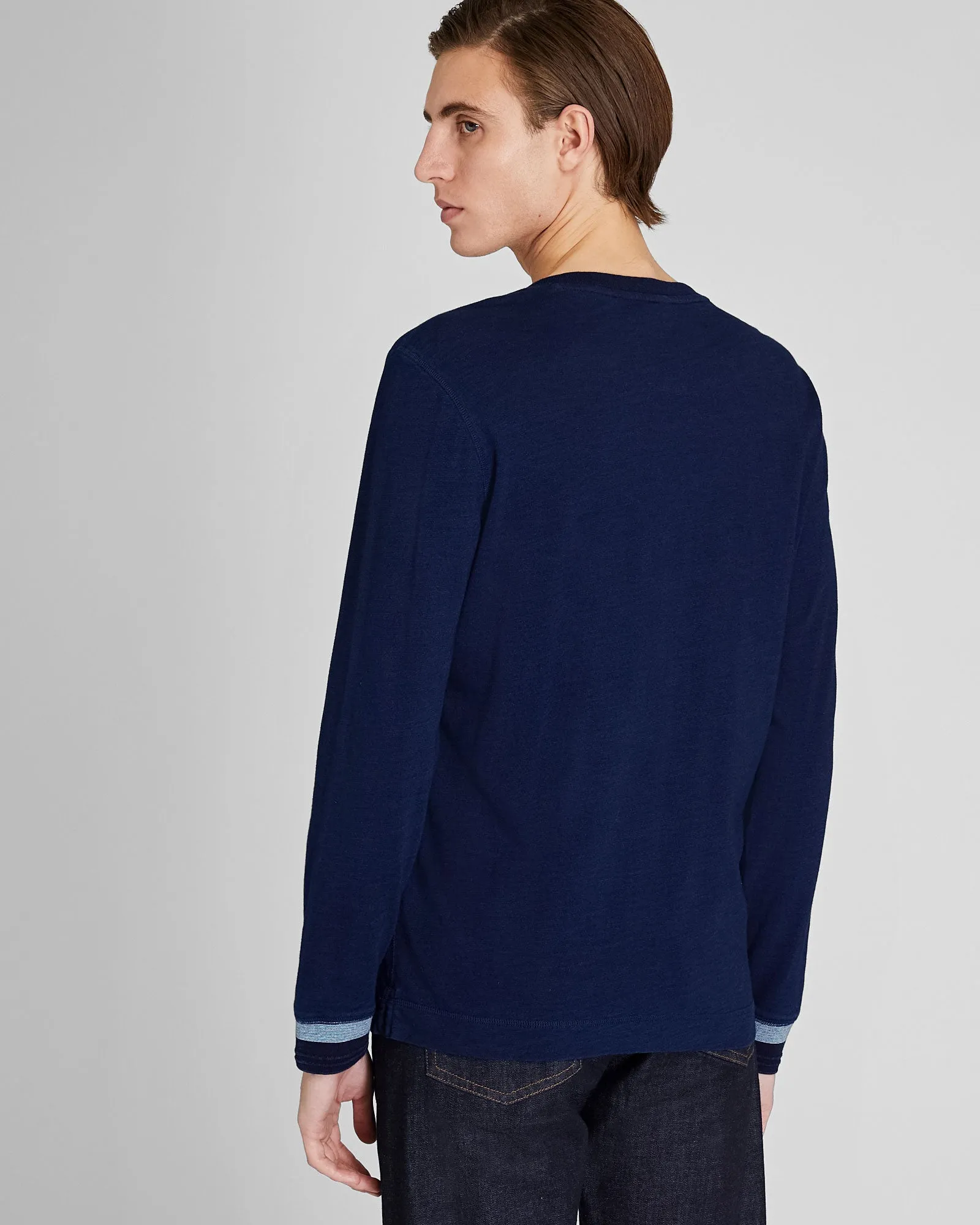 Long-Sleeve Indigo Henley sold by Club Monaco product image thumbnail 2