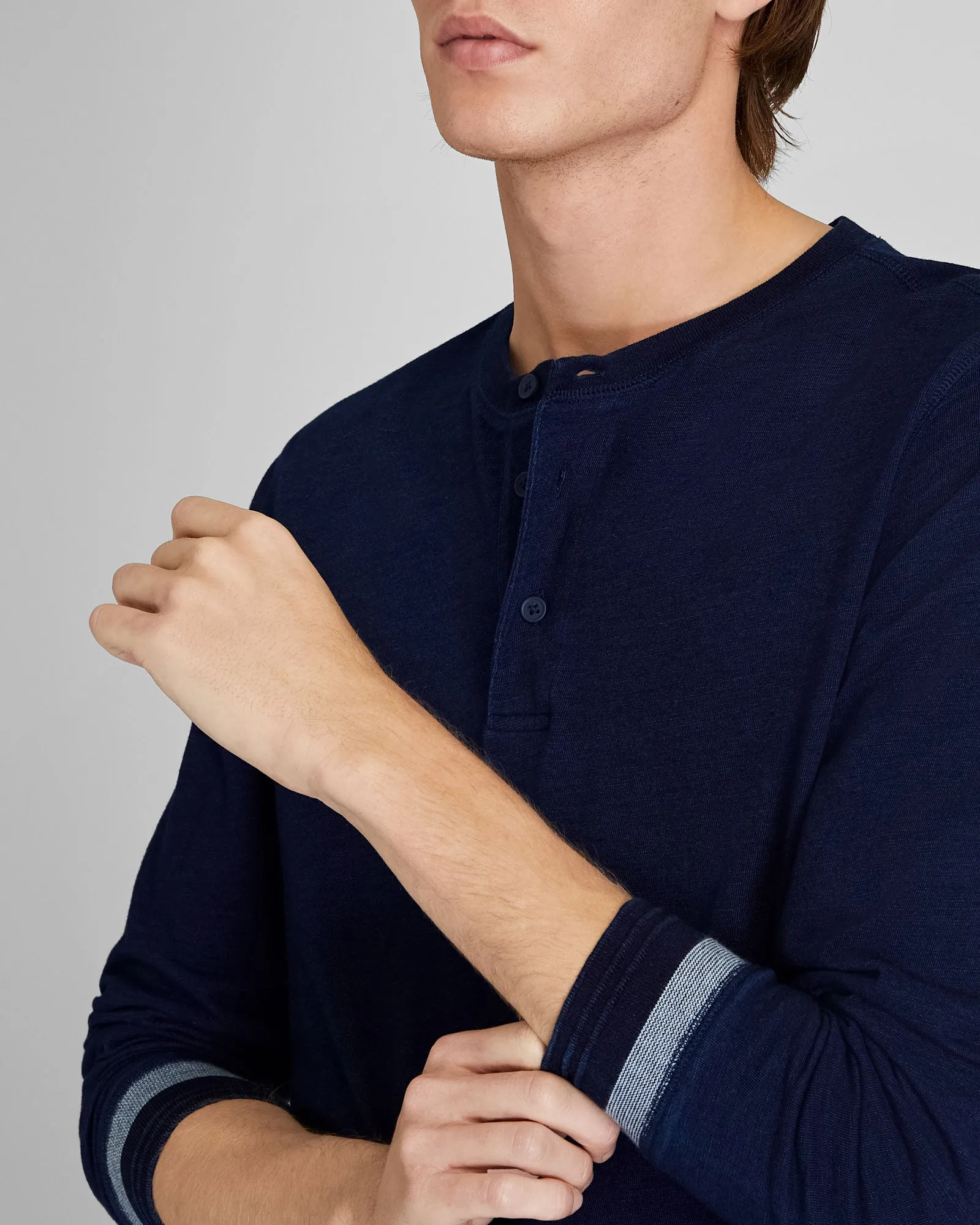 Long-Sleeve Indigo Henley sold by Club Monaco product image thumbnail 3