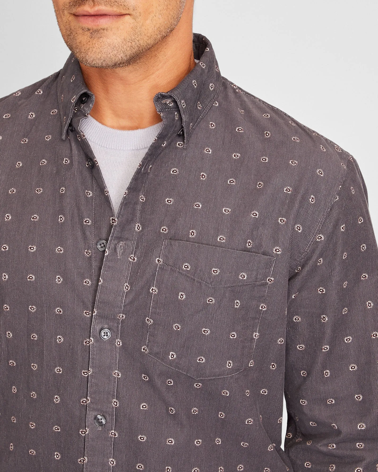 Printed Long-Sleeve Corduroy Shirt sold by Club Monaco product image thumbnail 3