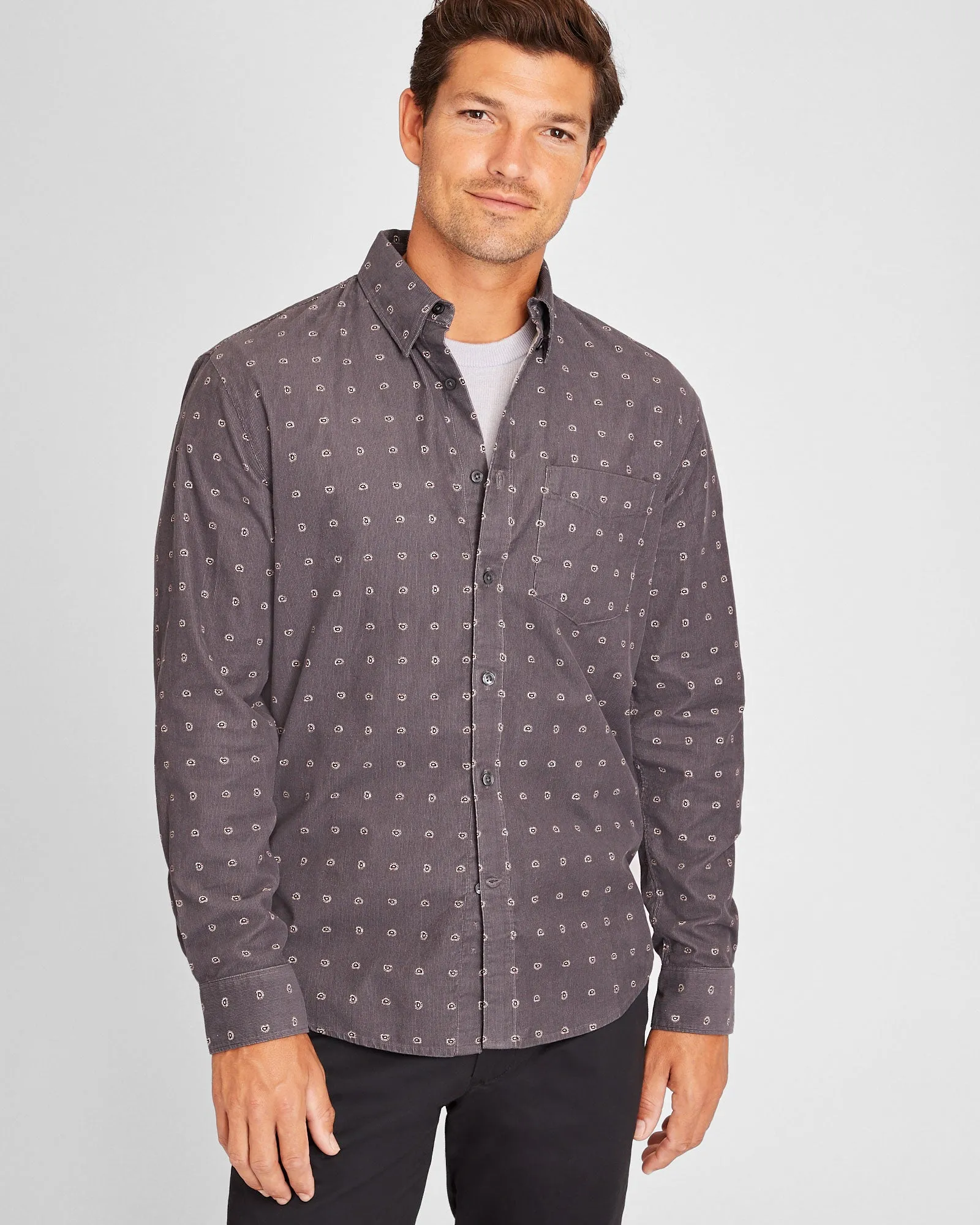 Printed Long-Sleeve Corduroy Shirt sold by Club Monaco