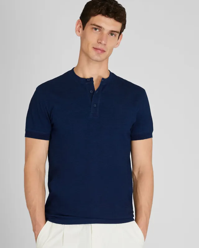Short Sleeve Indigo Henley sold by Club Monaco