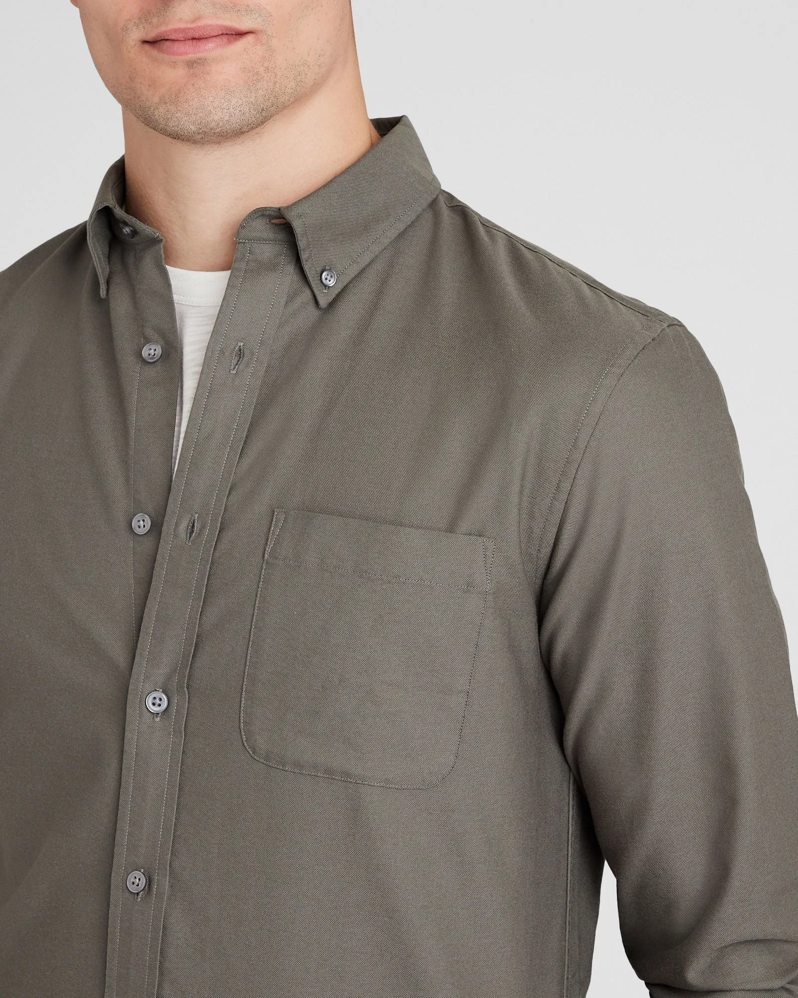 Long-Sleeve Solid Oxford Shirt sold by Club Monaco product image thumbnail 4