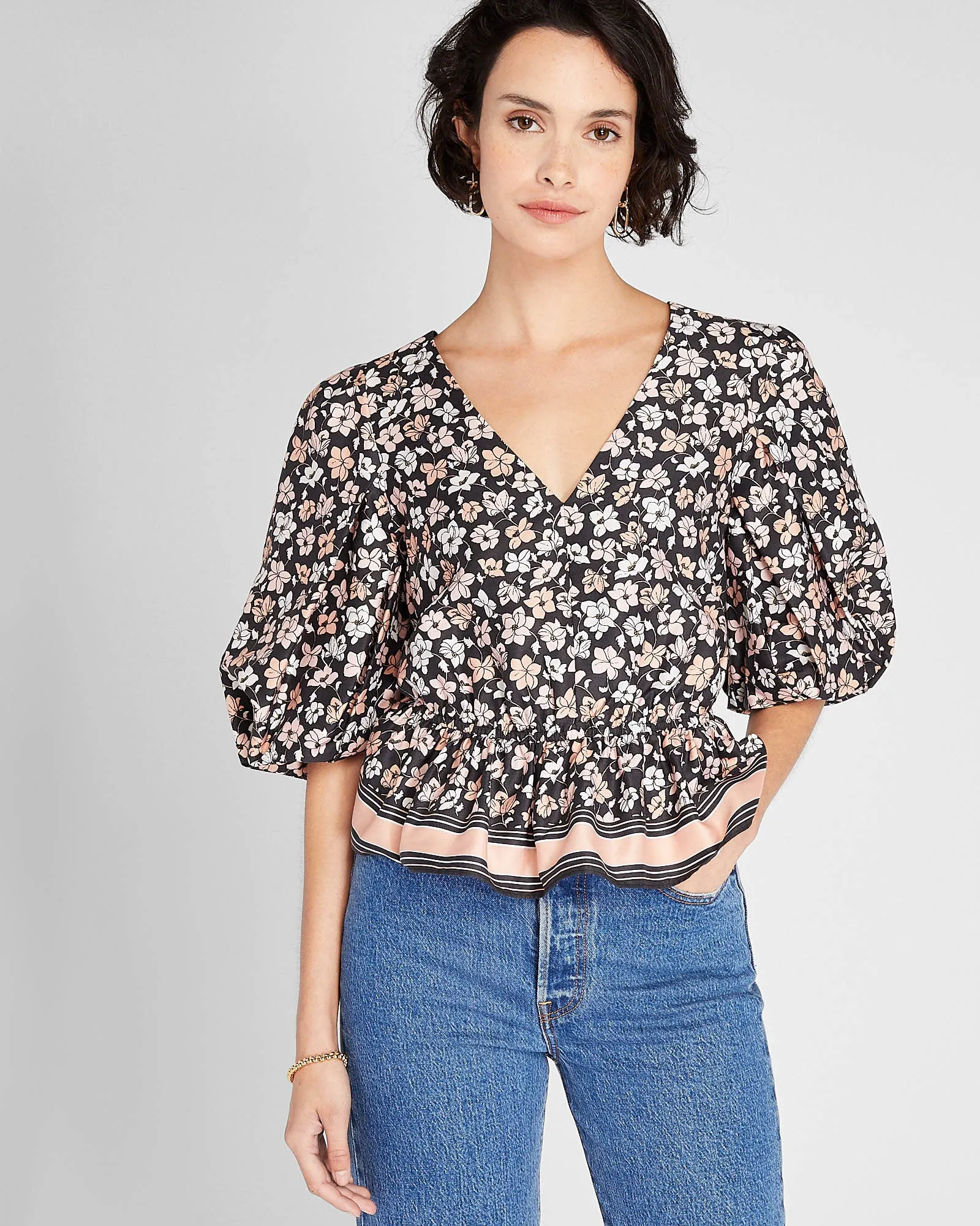 Waisted Balloon Sleeve Top sold by Club Monaco