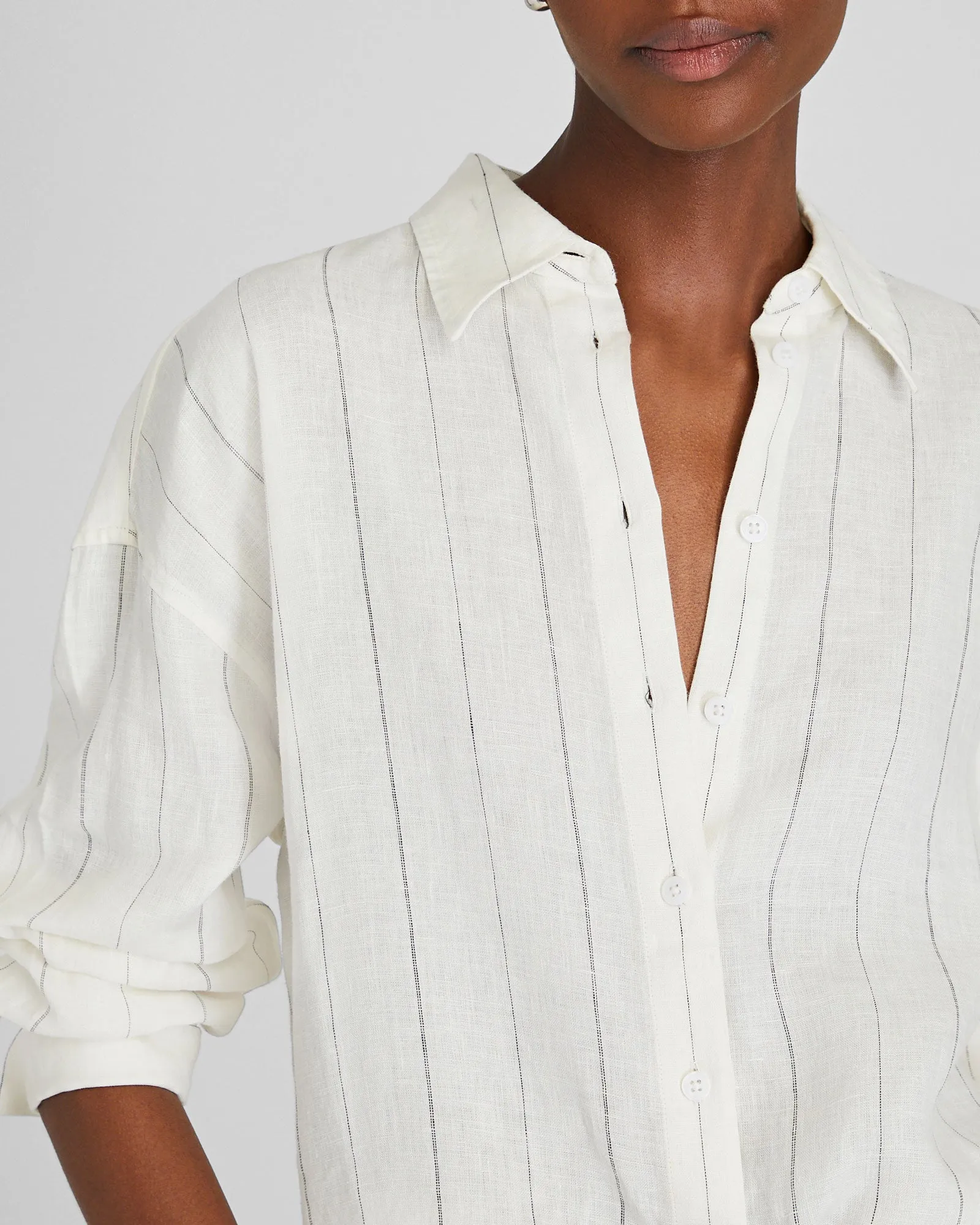 Striped Linen Button-Down Shirt sold by Club Monaco product image thumbnail 4