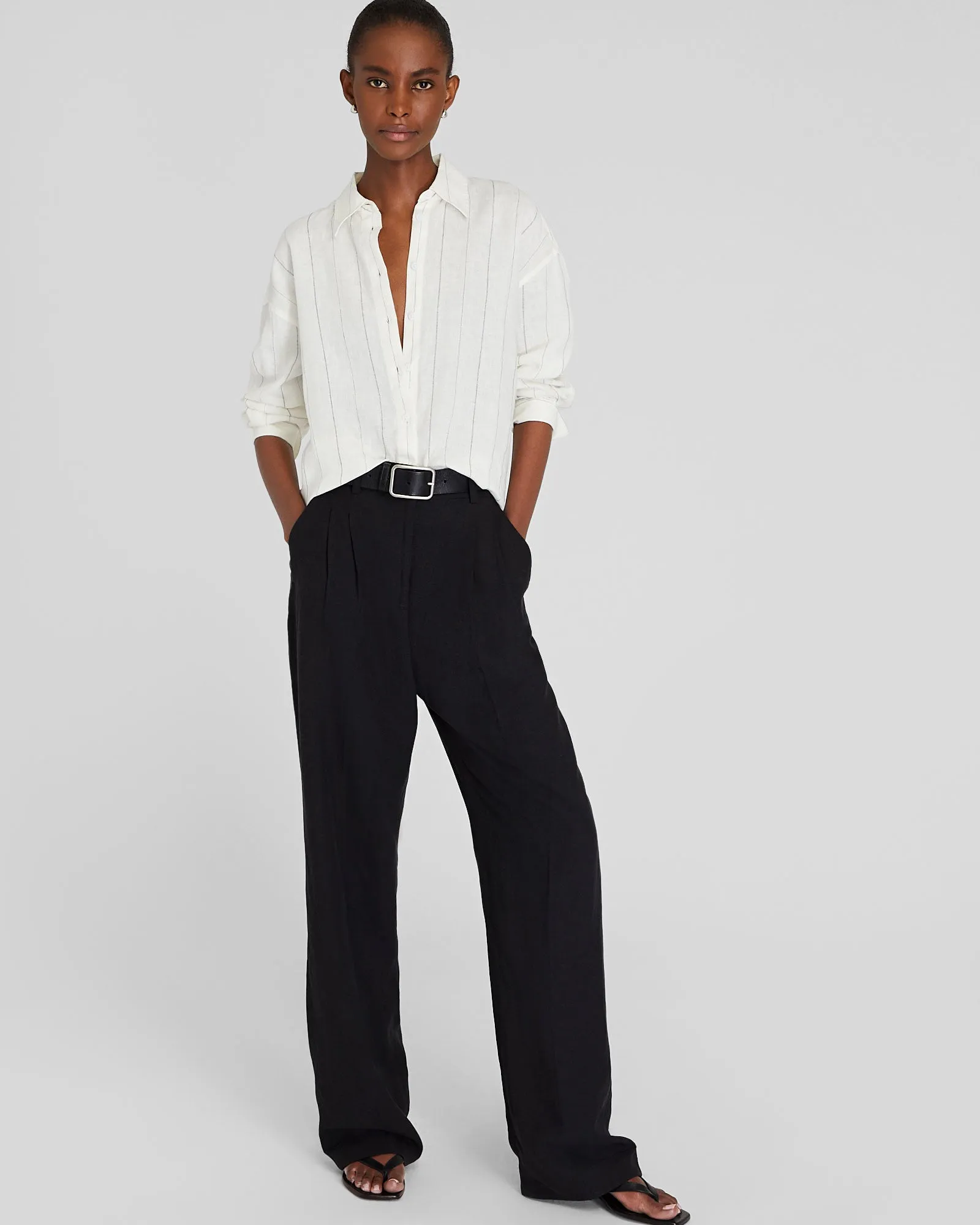 Striped Linen Button-Down Shirt sold by Club Monaco product image thumbnail 2