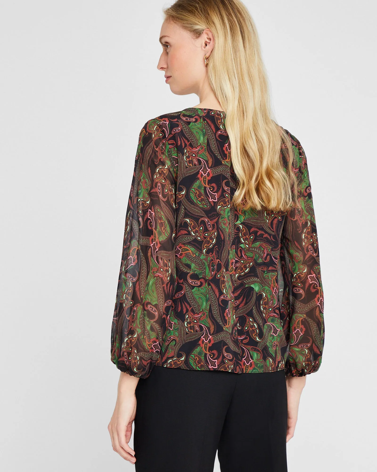 Printed Silk Button Detail Blouse sold by Club Monaco product image thumbnail 2