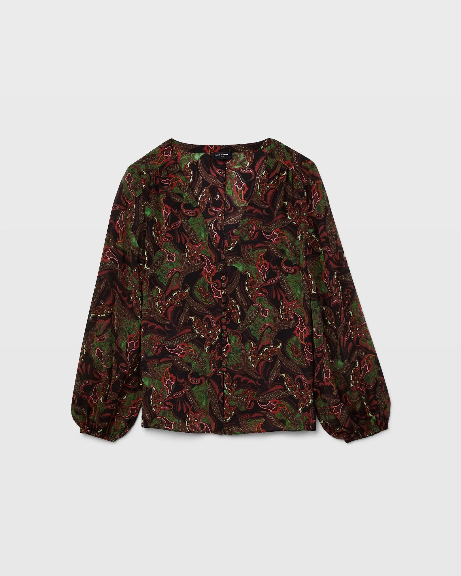 Printed Silk Button Detail Blouse sold by Club Monaco product image thumbnail 5