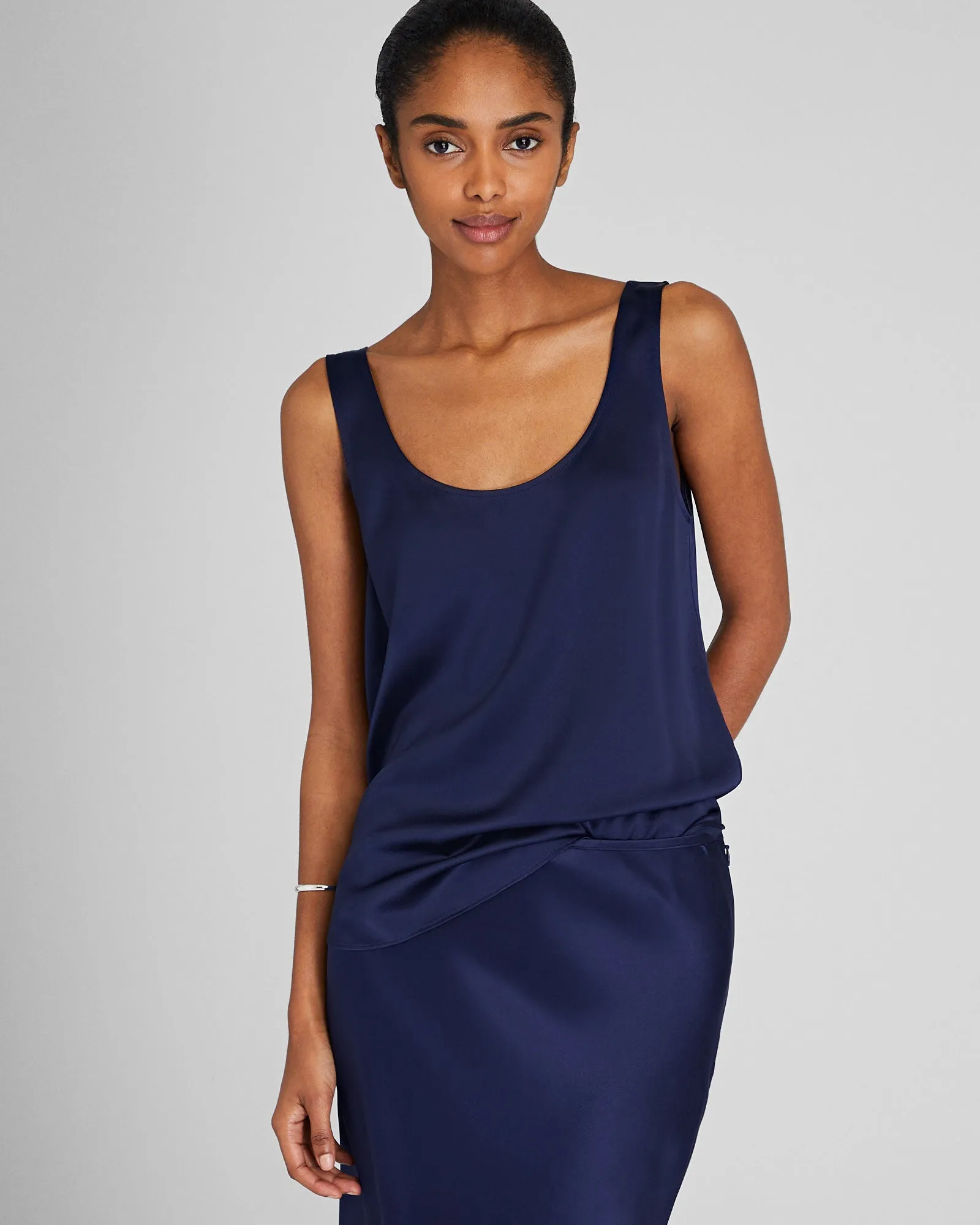 Silk Charmeuse Scoop Neck Tank sold by Club Monaco