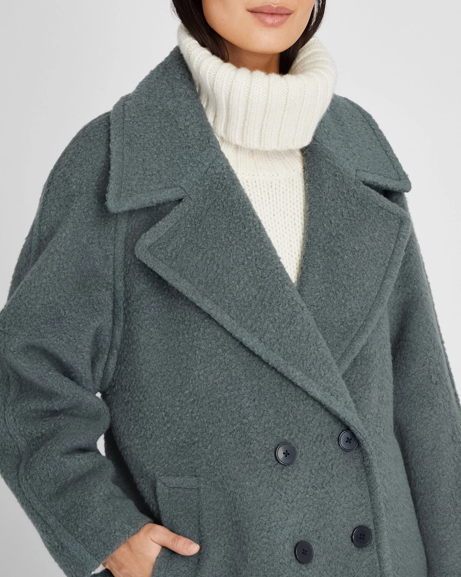 Double-Breasted Textured Relaxed Coat sold by Club Monaco product image thumbnail 3